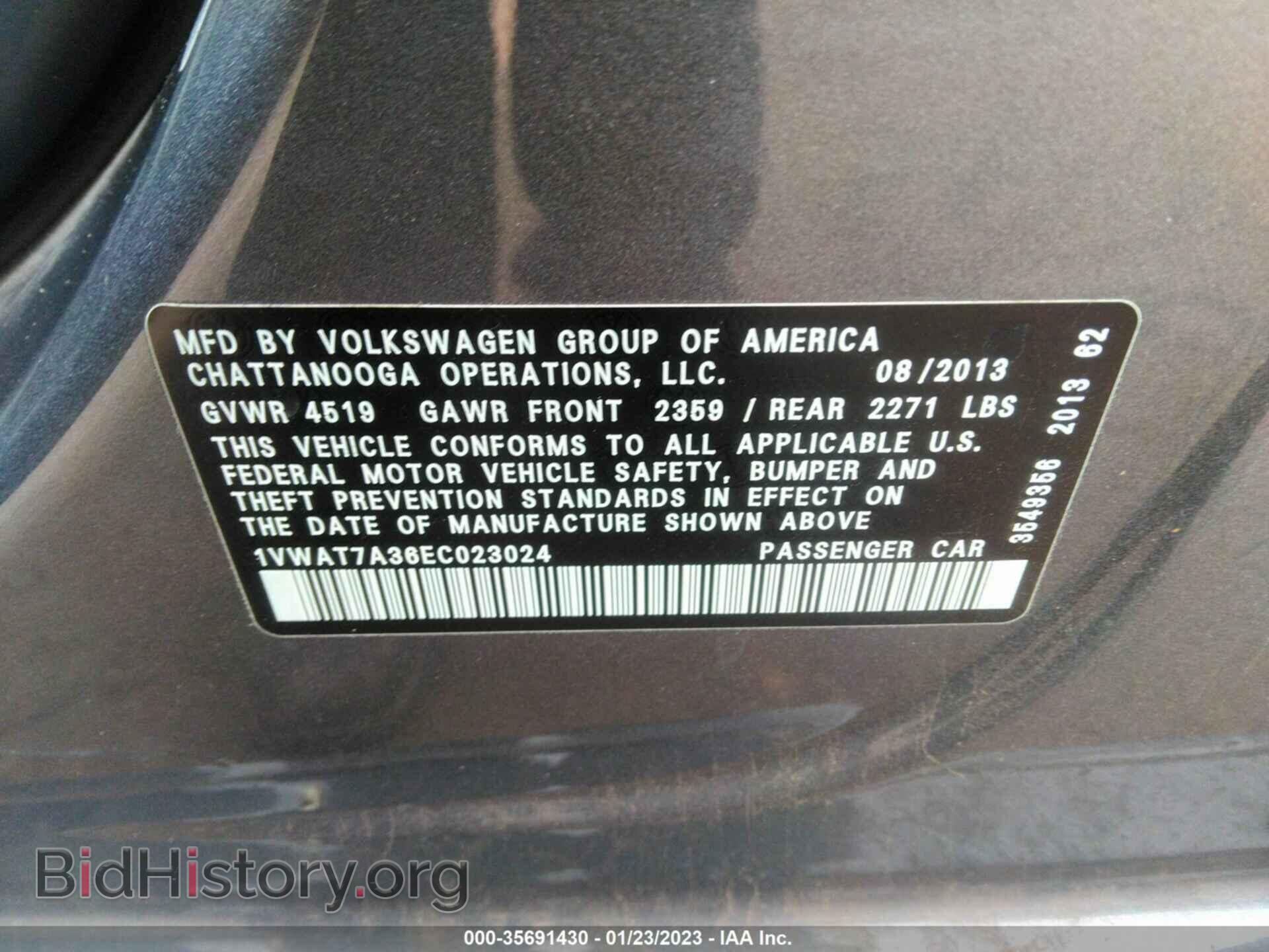 2014 VOLKSWAGEN PASSAT - VIN: 1VWAT7A36EC023024 - Фото 9