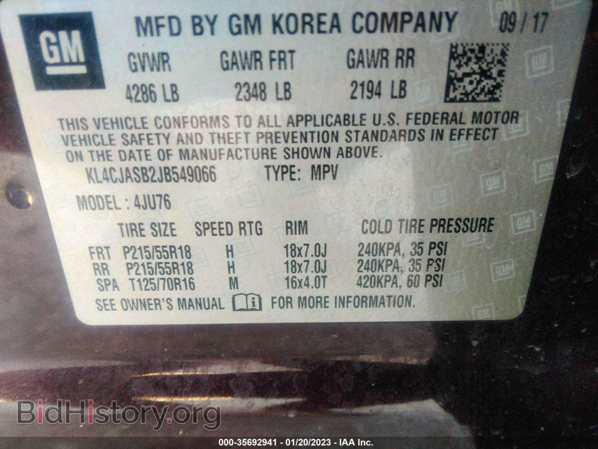 2018 BUICK ENCORE - VIN: KL4CJASB2JB549066 - Фото 9