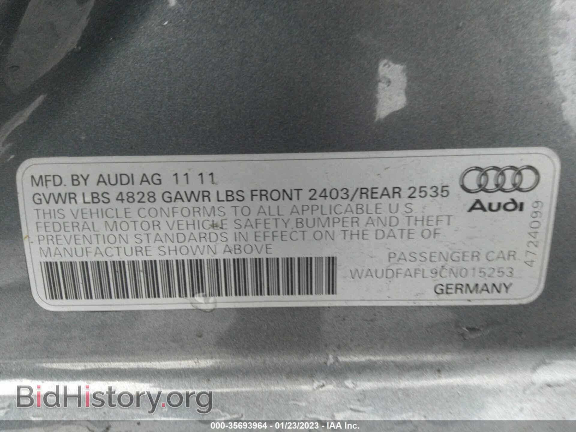 2012 AUDI A4 - VIN: WAUDFAFL9CN015253 - Фото 9