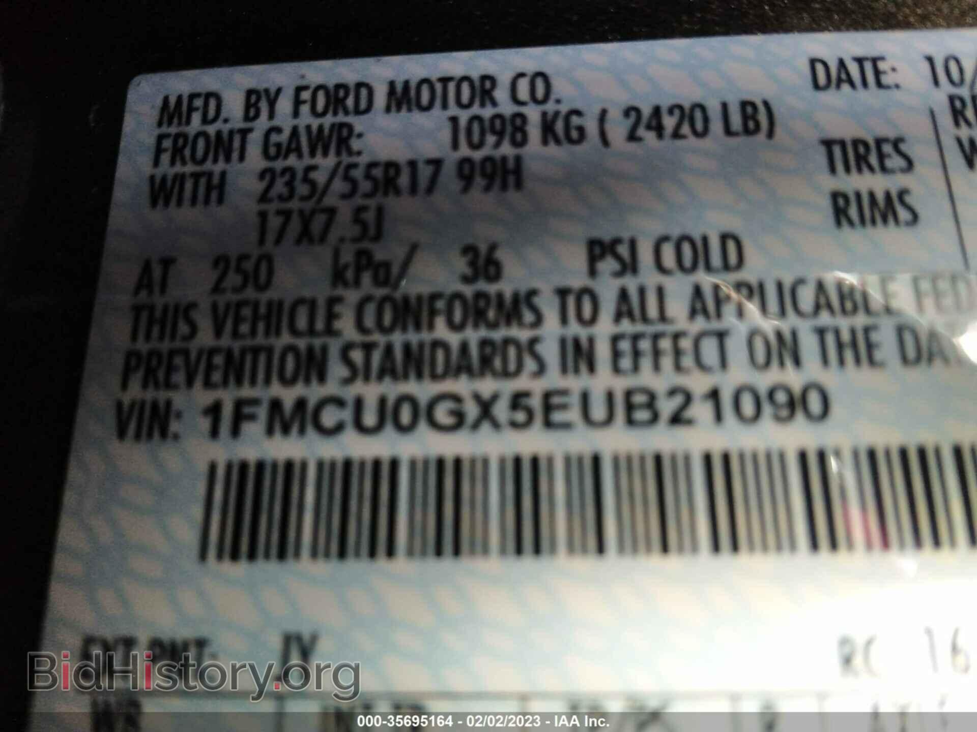 2014 FORD ESCAPE - VIN: 1FMCU0GX5EUB21090 - Фото 9