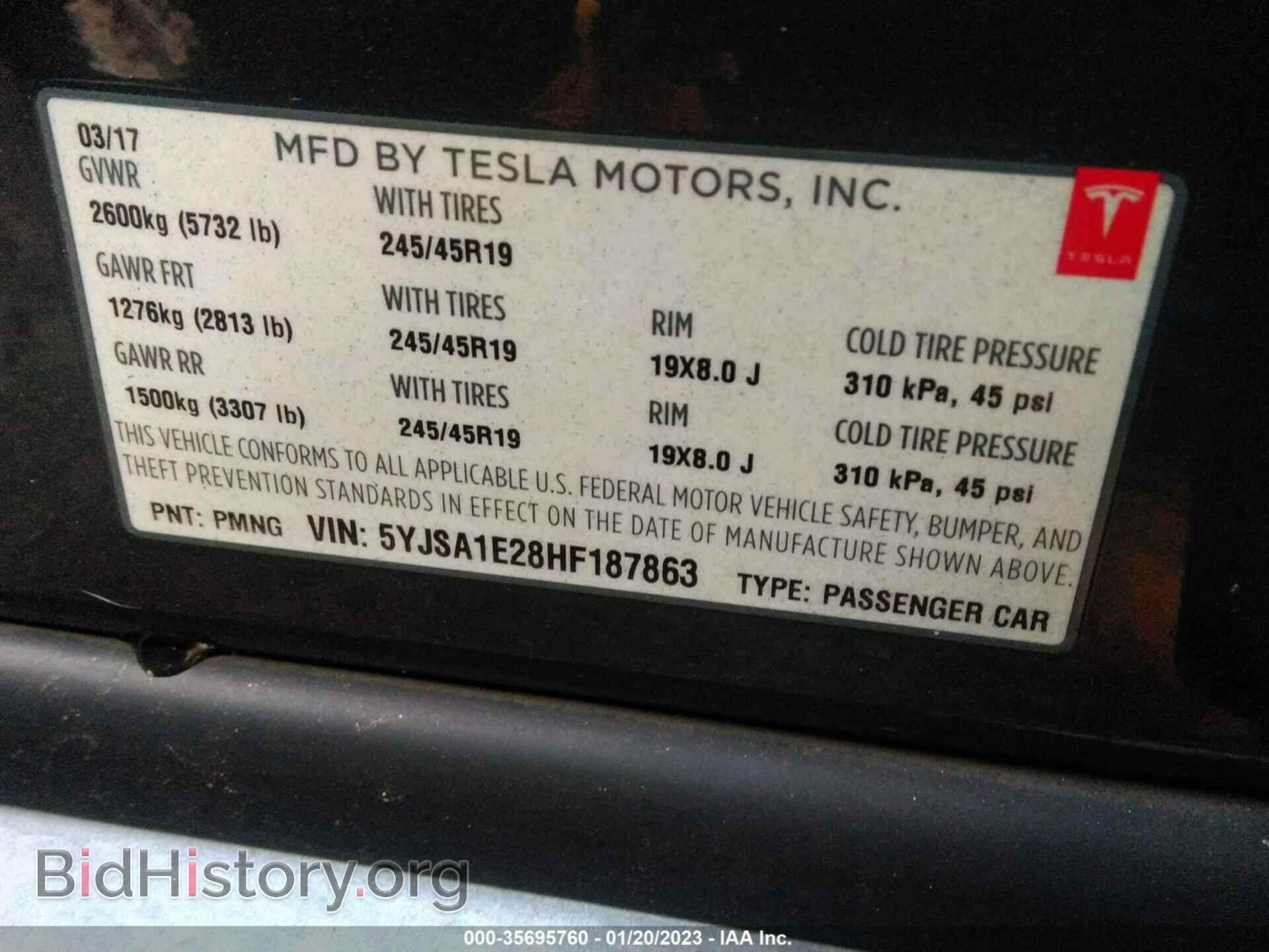 2017 TESLA MODEL S - VIN: 5YJSA1E28HF187863 - Photo 9