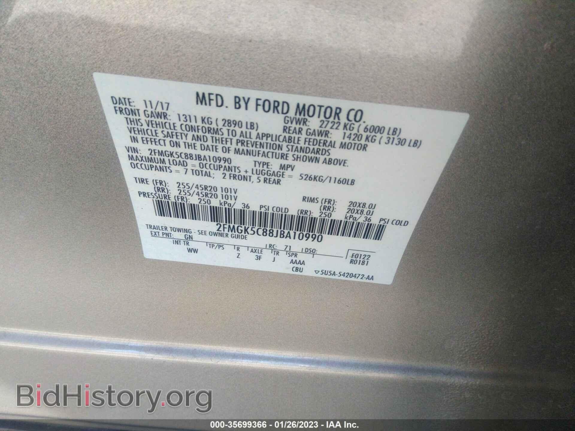 2018 FORD FLEX - VIN: 2FMGK5C88JBA10990 - Photo 9
