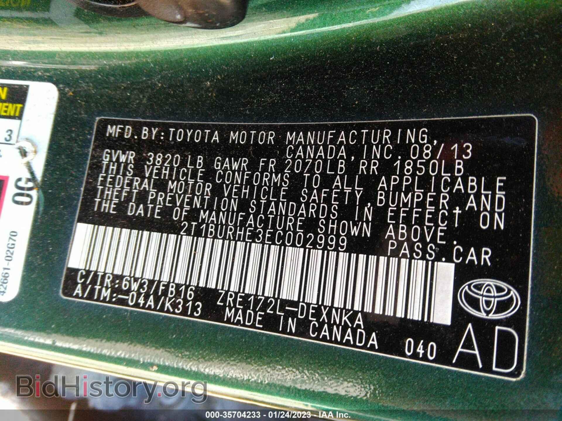 2014 TOYOTA COROLLA - VIN: 2T1BURHE3EC002999 - Фото 9