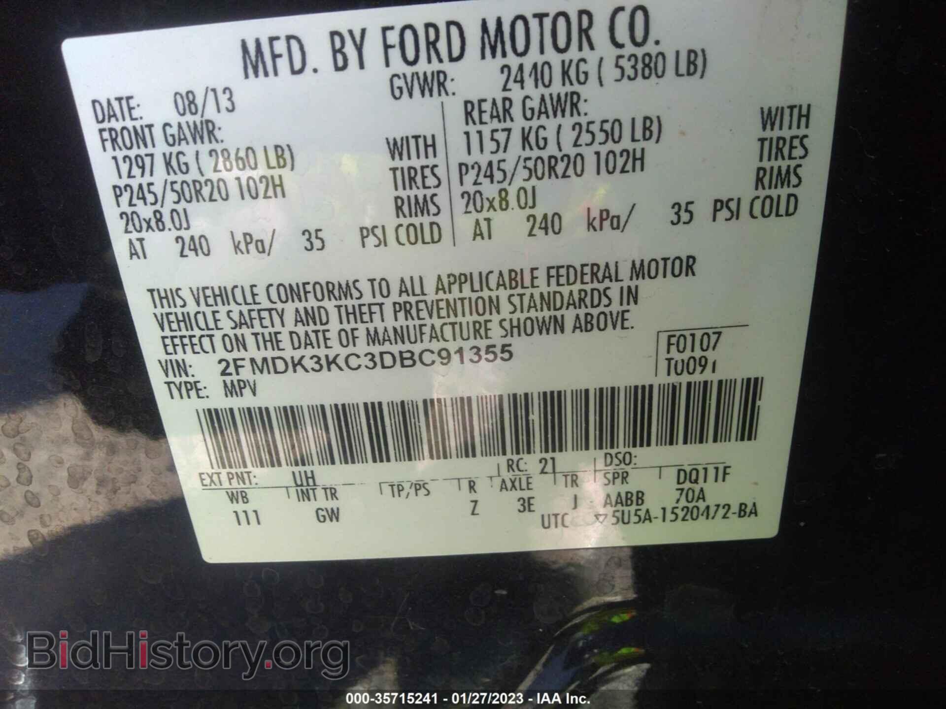 2013 FORD EDGE - VIN: 2FMDK3KC3DBC91355 - Photo 9