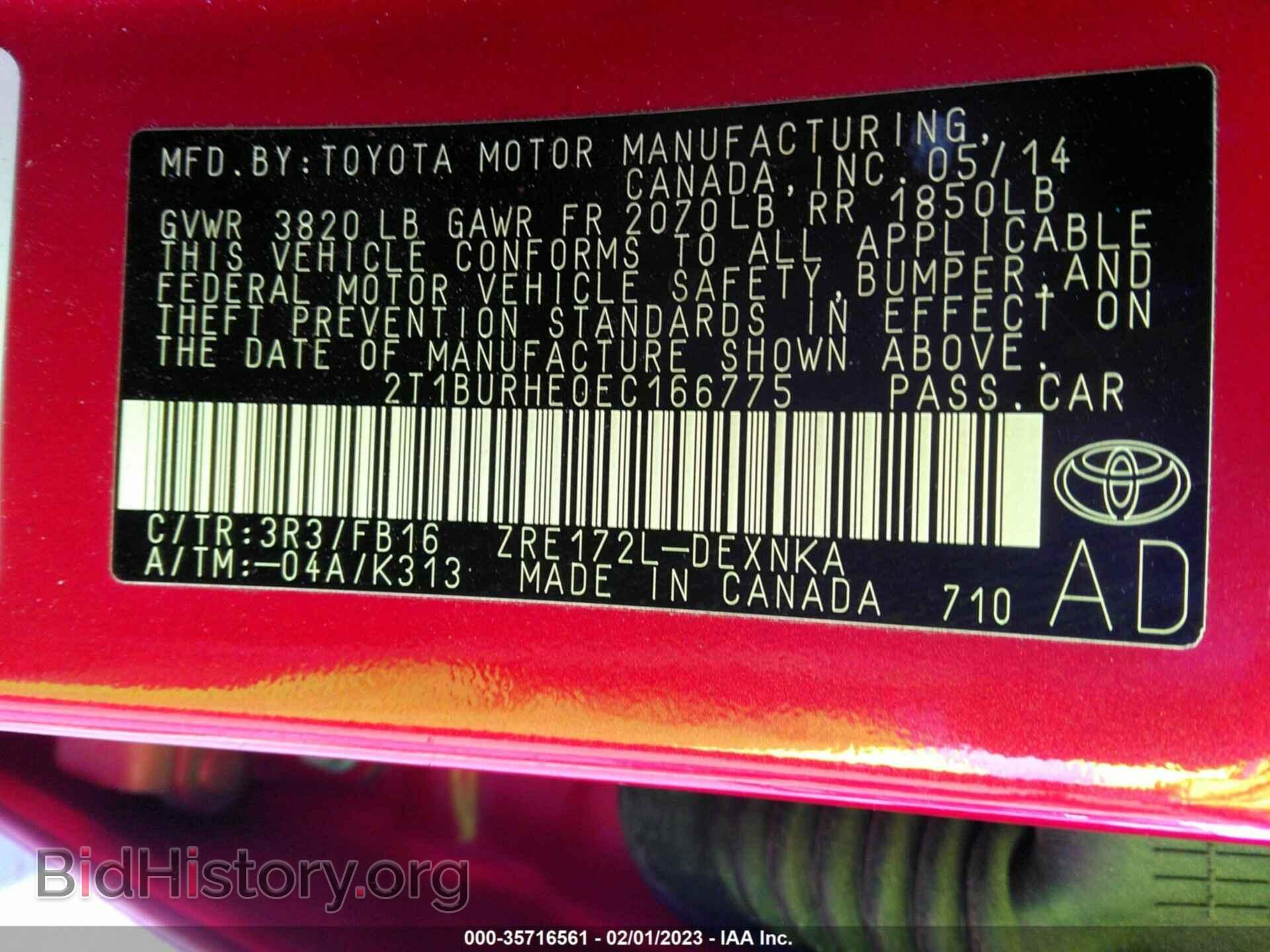 2014 TOYOTA COROLLA - VIN: 2T1BURHE0EC166775 - Photo 9