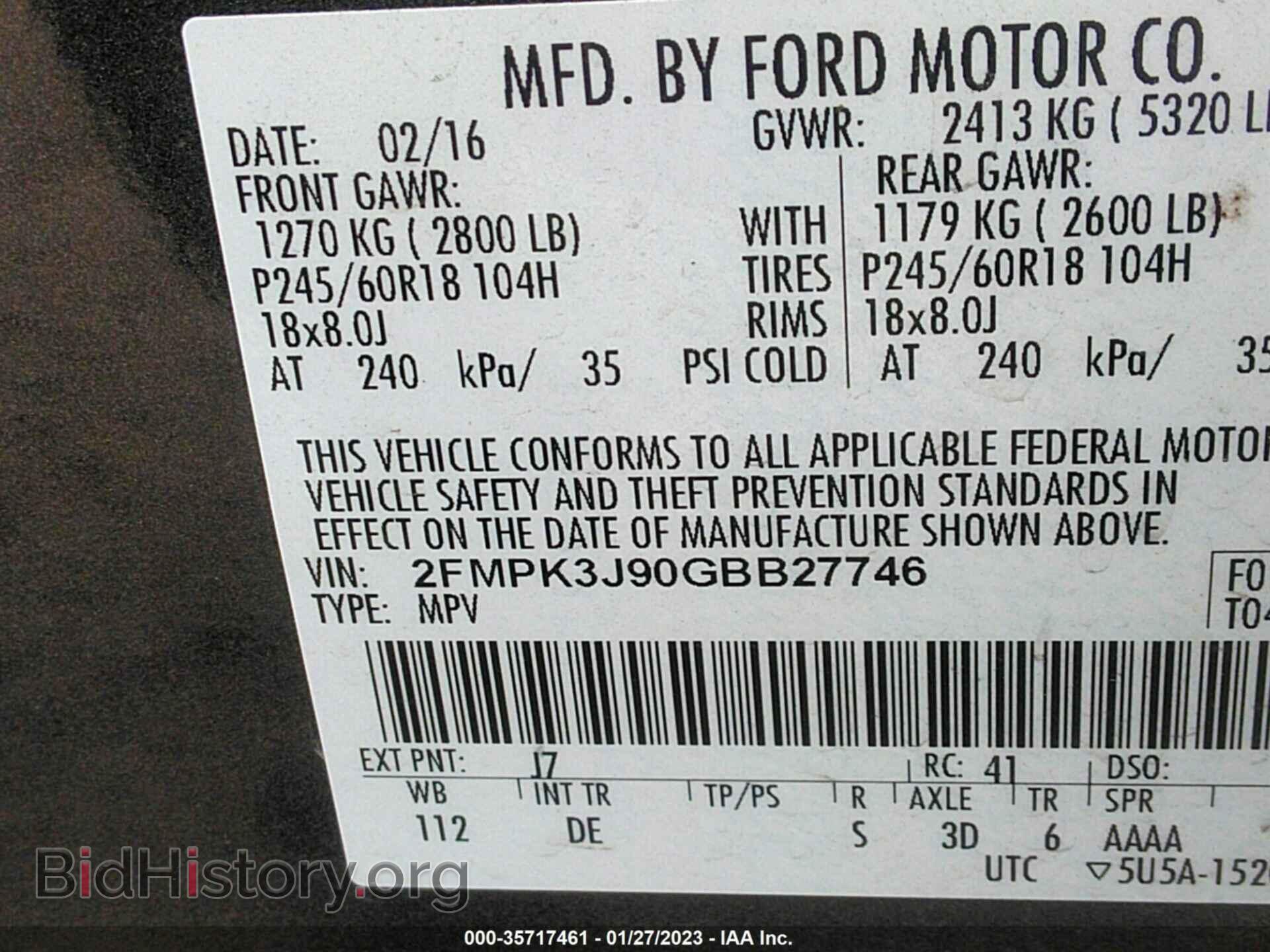 2016 FORD EDGE - VIN: 2FMPK3J90GBB27746 - Фото 9