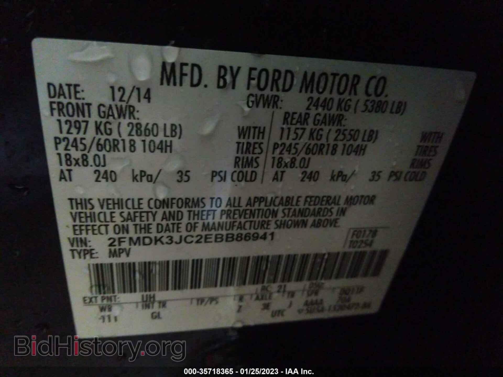 2014 FORD EDGE - VIN: 2FMDK3JC2EBB86941 - Photo 9