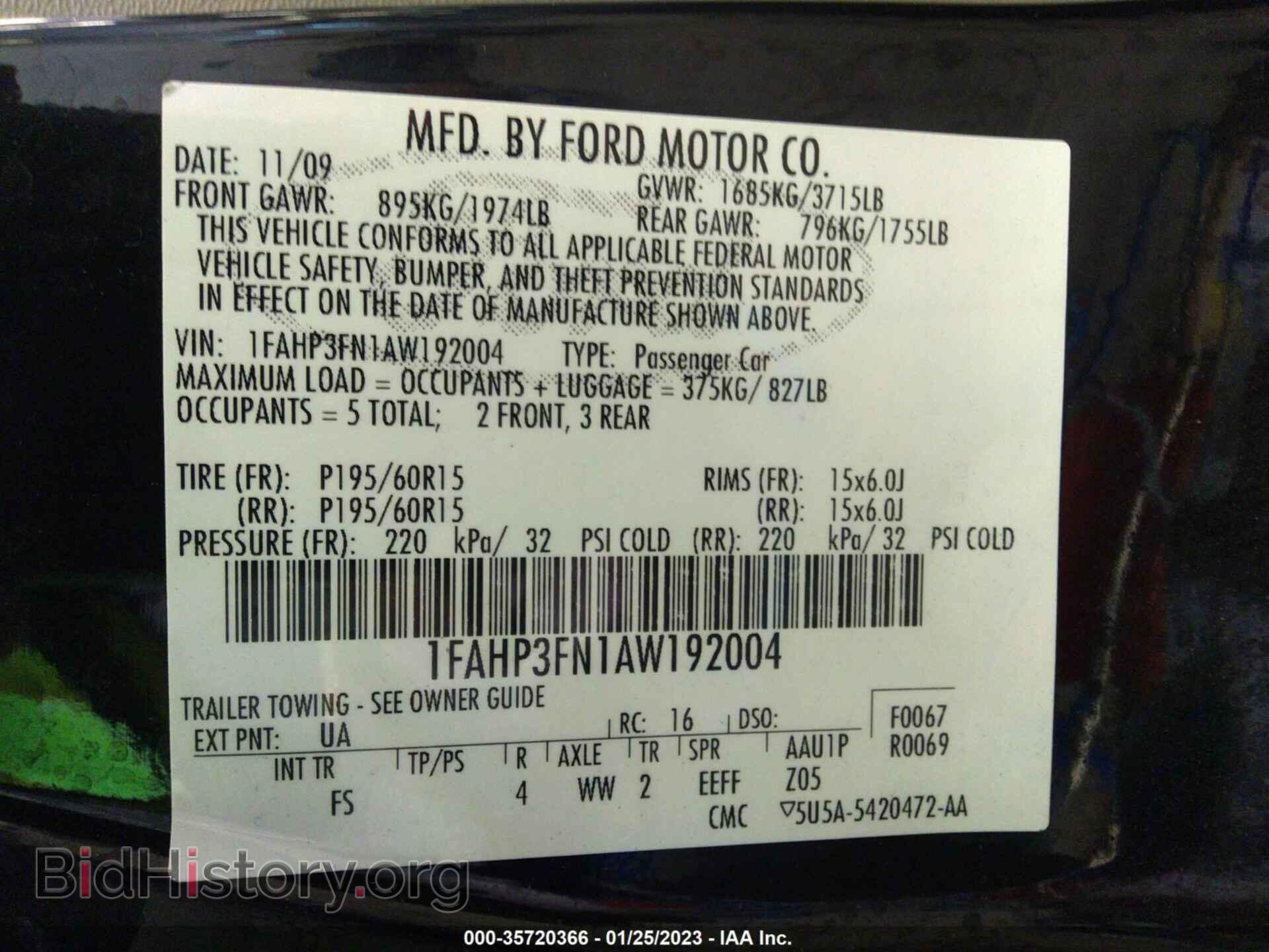 2010 FORD FOCUS - VIN: 1FAHP3FN1AW192004 - Фото 9