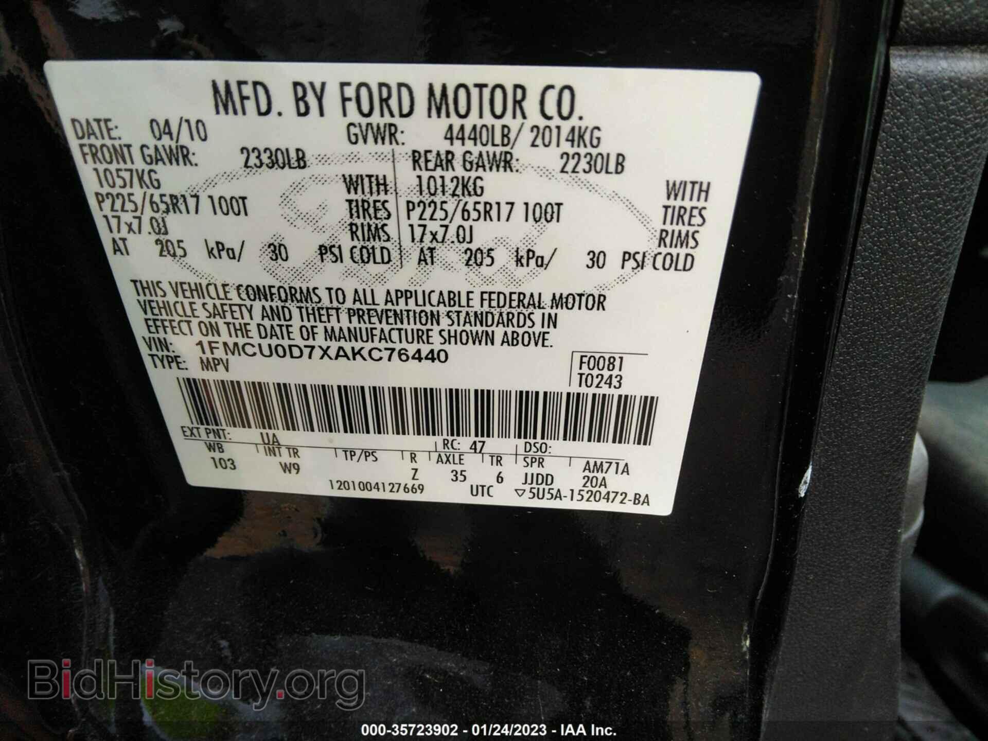 2010 FORD ESCAPE - VIN: 1FMCU0D7XAKC76440 - Photo 9