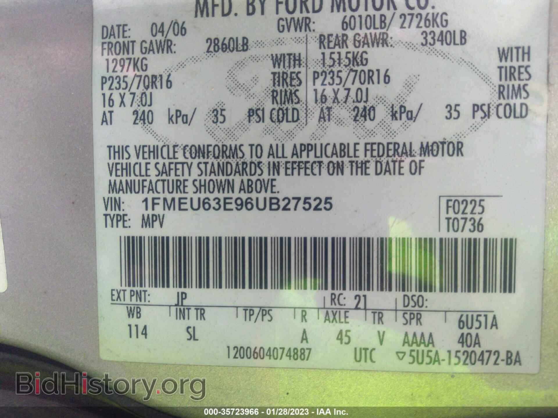 2006 FORD EXPLORER - VIN: 1FMEU63E96UB27525 - Фото 9