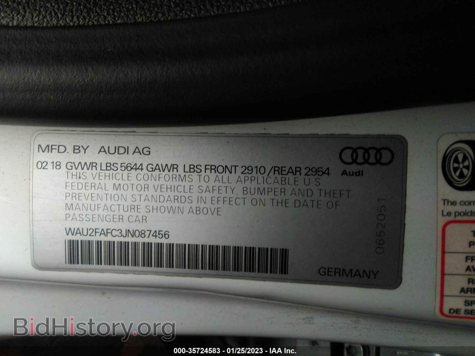 2018 AUDI S7 - VIN: WAU2FAFC3JN087456 - Фото 9