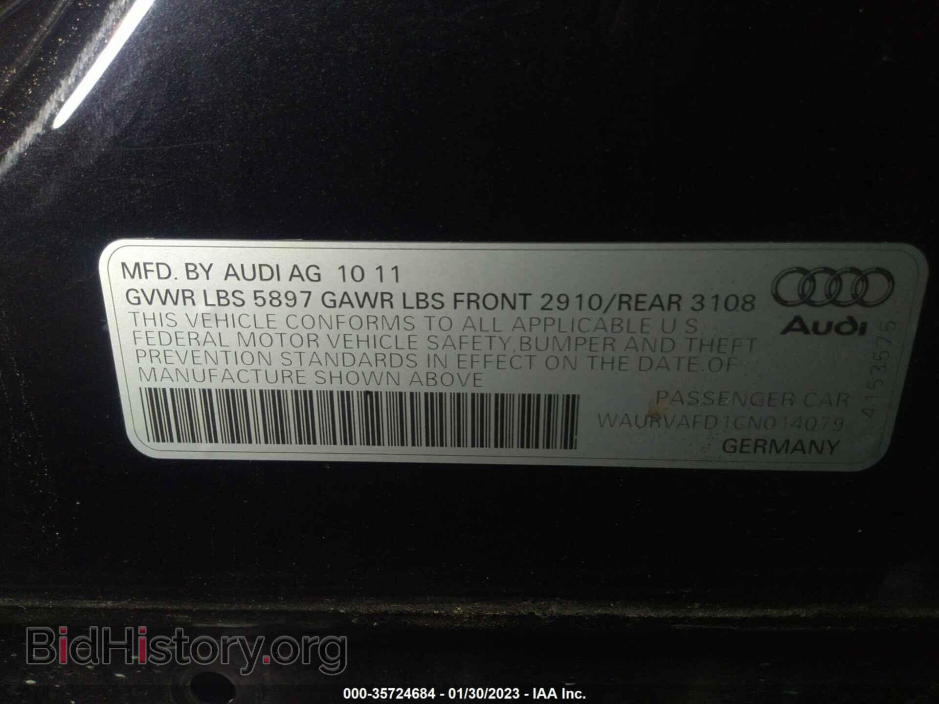 2012 AUDI A8 L - VIN: WAURVAFD1CN014079 - Фото 9