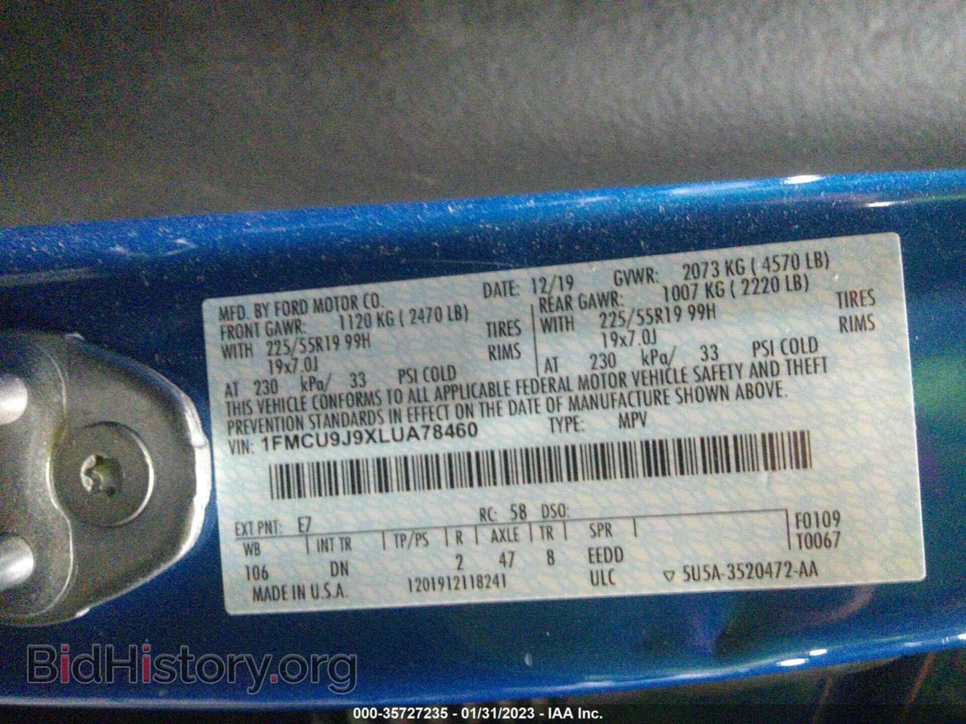 2020 FORD ESCAPE - VIN: 1FMCU9J9XLUA78460 - Photo 9