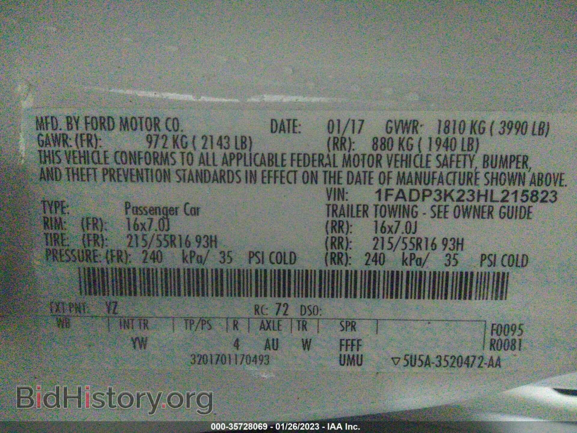 2017 FORD FOCUS - VIN: 1FADP3K23HL215823 - Фото 9