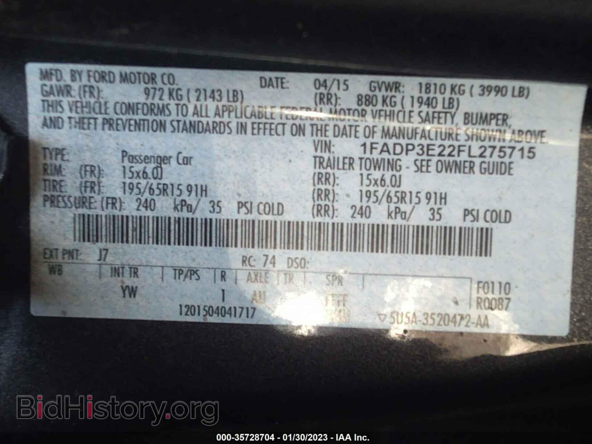 2015 FORD FOCUS - VIN: 1FADP3E22FL275715 - Фото 9
