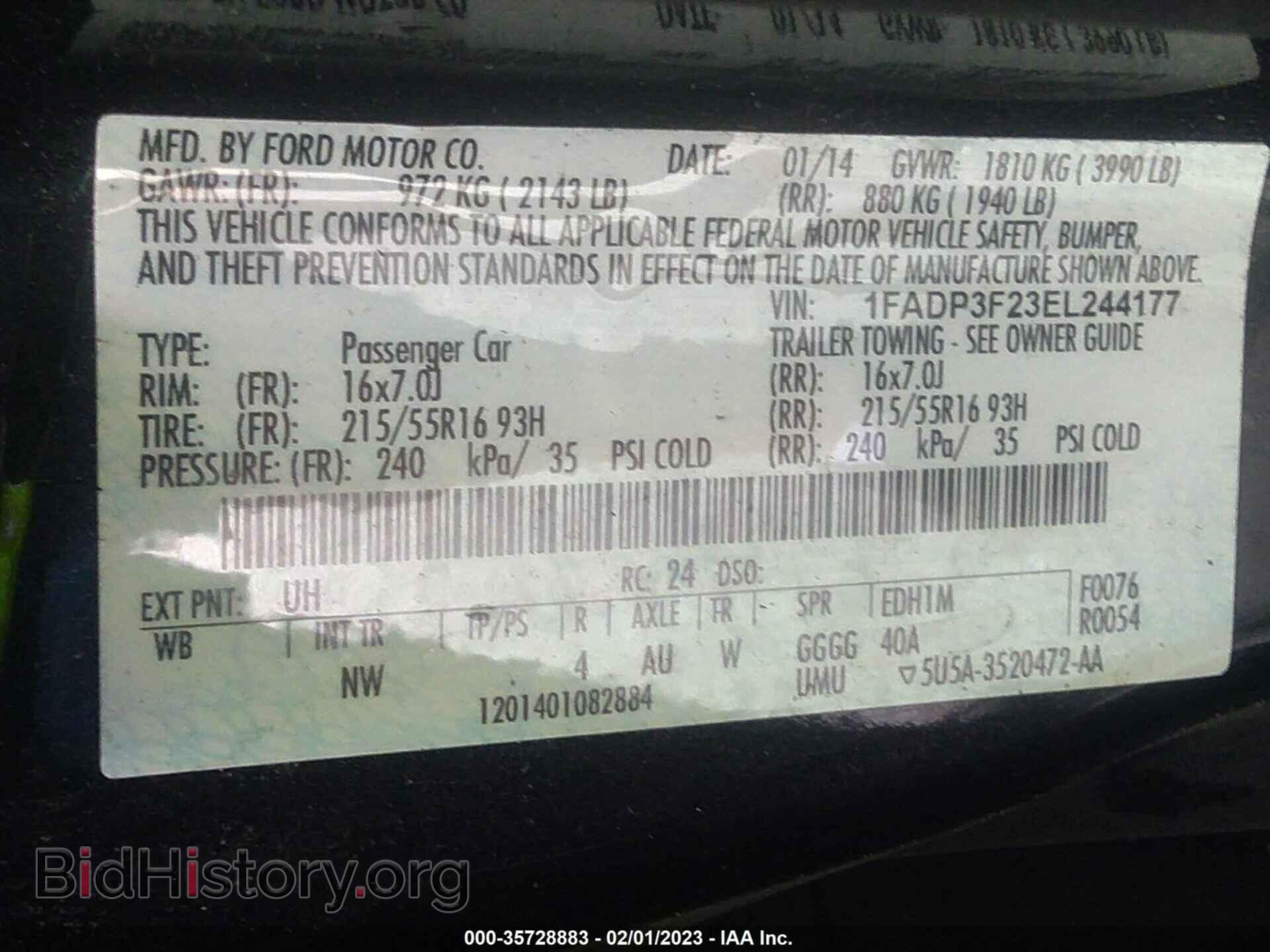 2014 FORD FOCUS - VIN: 1FADP3F23EL244177 - Фото 9