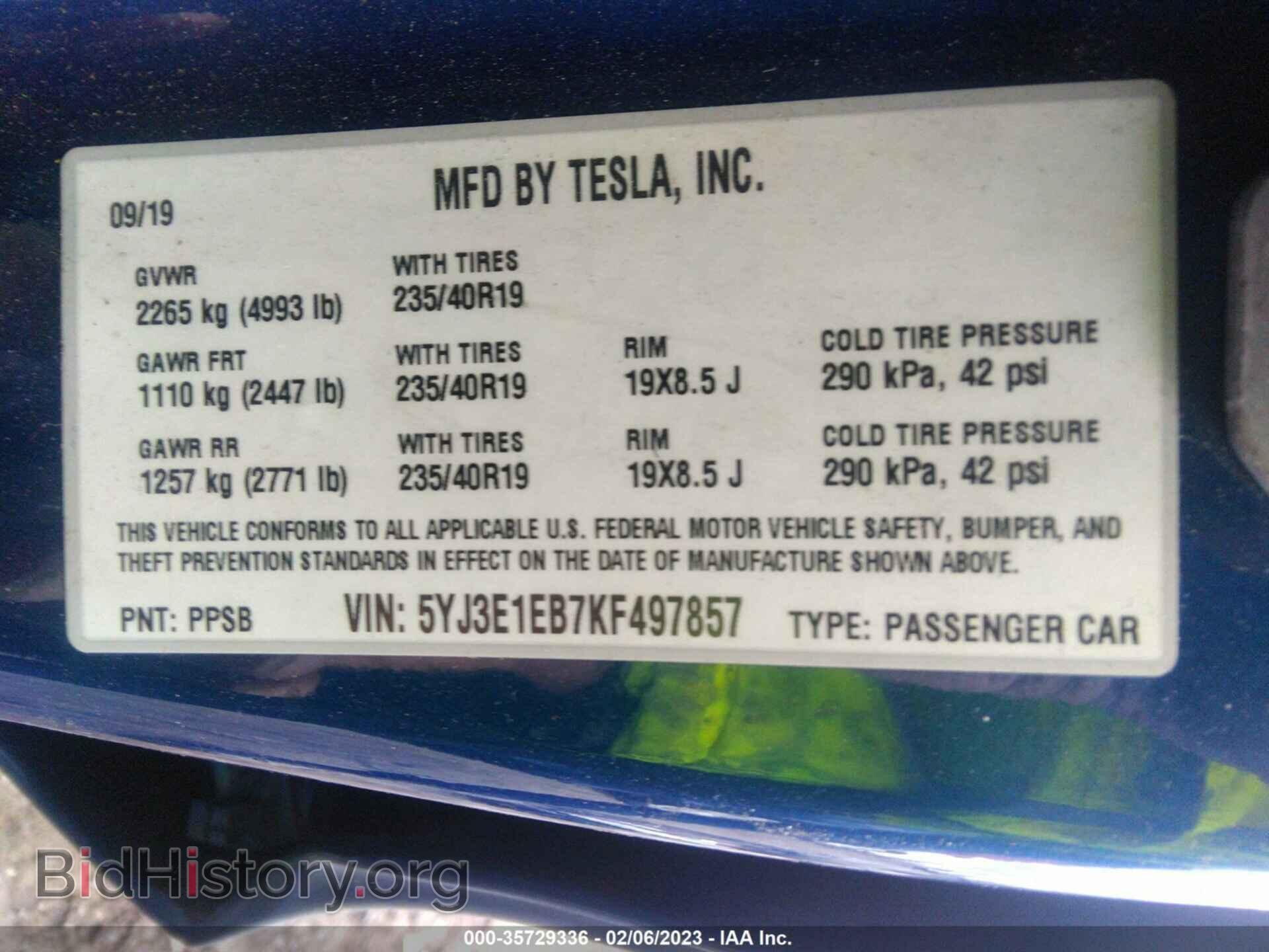 2019 TESLA MODEL 3 - VIN: 5YJ3E1EB7KF497857 - Photo 9