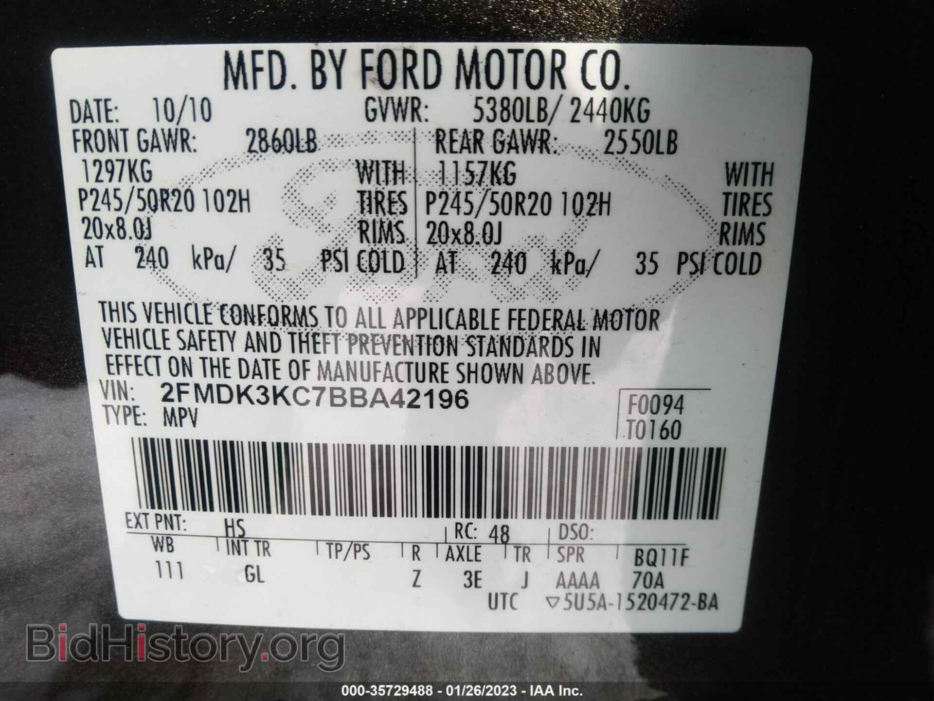 2011 FORD EDGE - VIN: 2FMDK3KC7BBA42196 - Photo 9