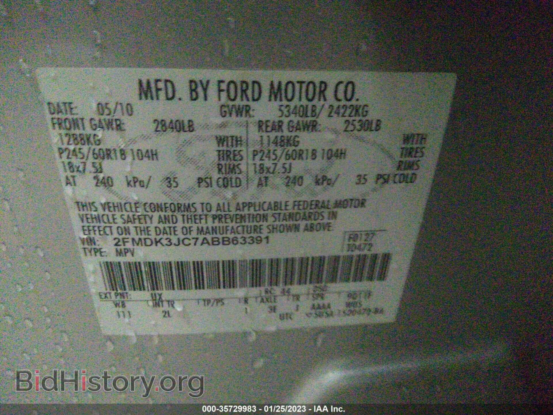 2010 FORD EDGE - VIN: 2FMDK3JC7ABB63391 - Фото 9