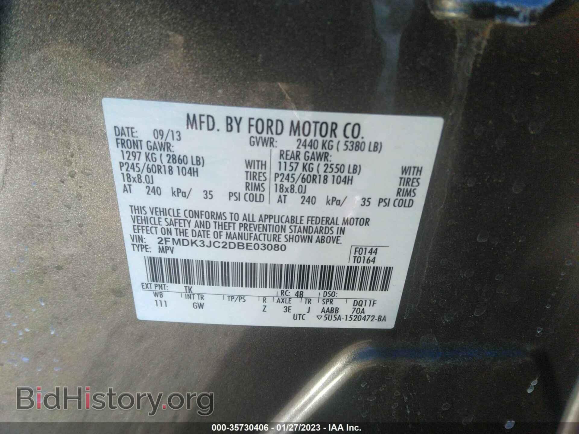 2013 FORD EDGE - VIN: 2FMDK3JC2DBE03080 - Photo 9