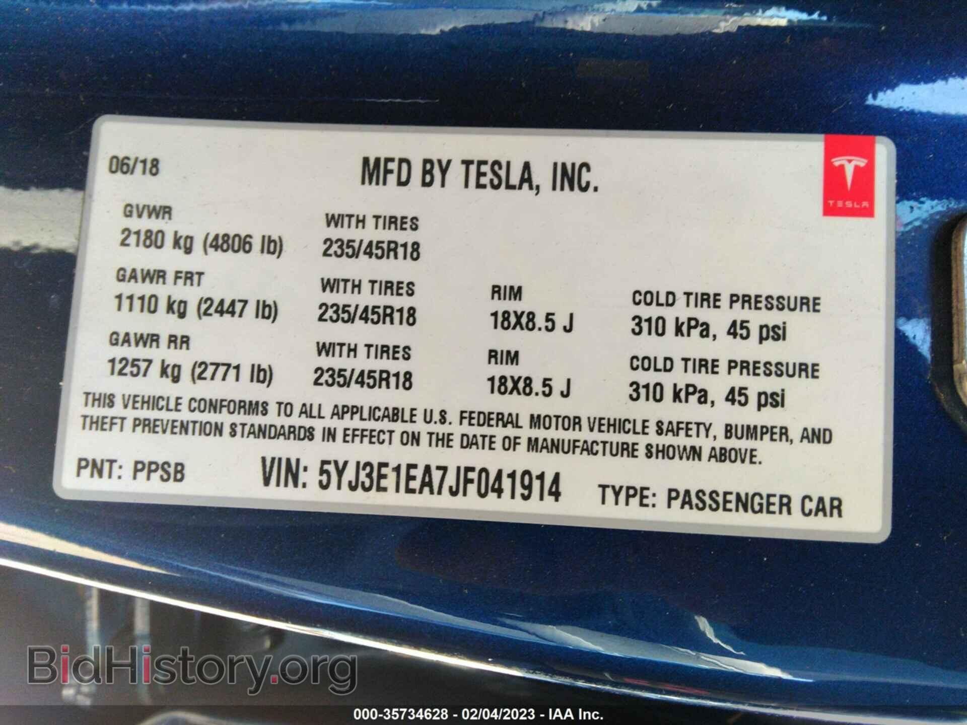 2018 TESLA MODEL 3 - VIN: 5YJ3E1EA7JF041914 - Фото 9