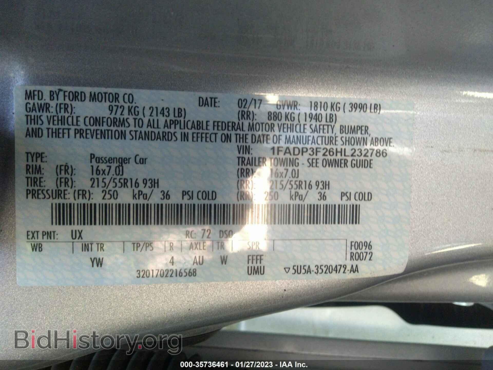 2017 FORD FOCUS - VIN: 1FADP3F26HL232786 - Фото 9