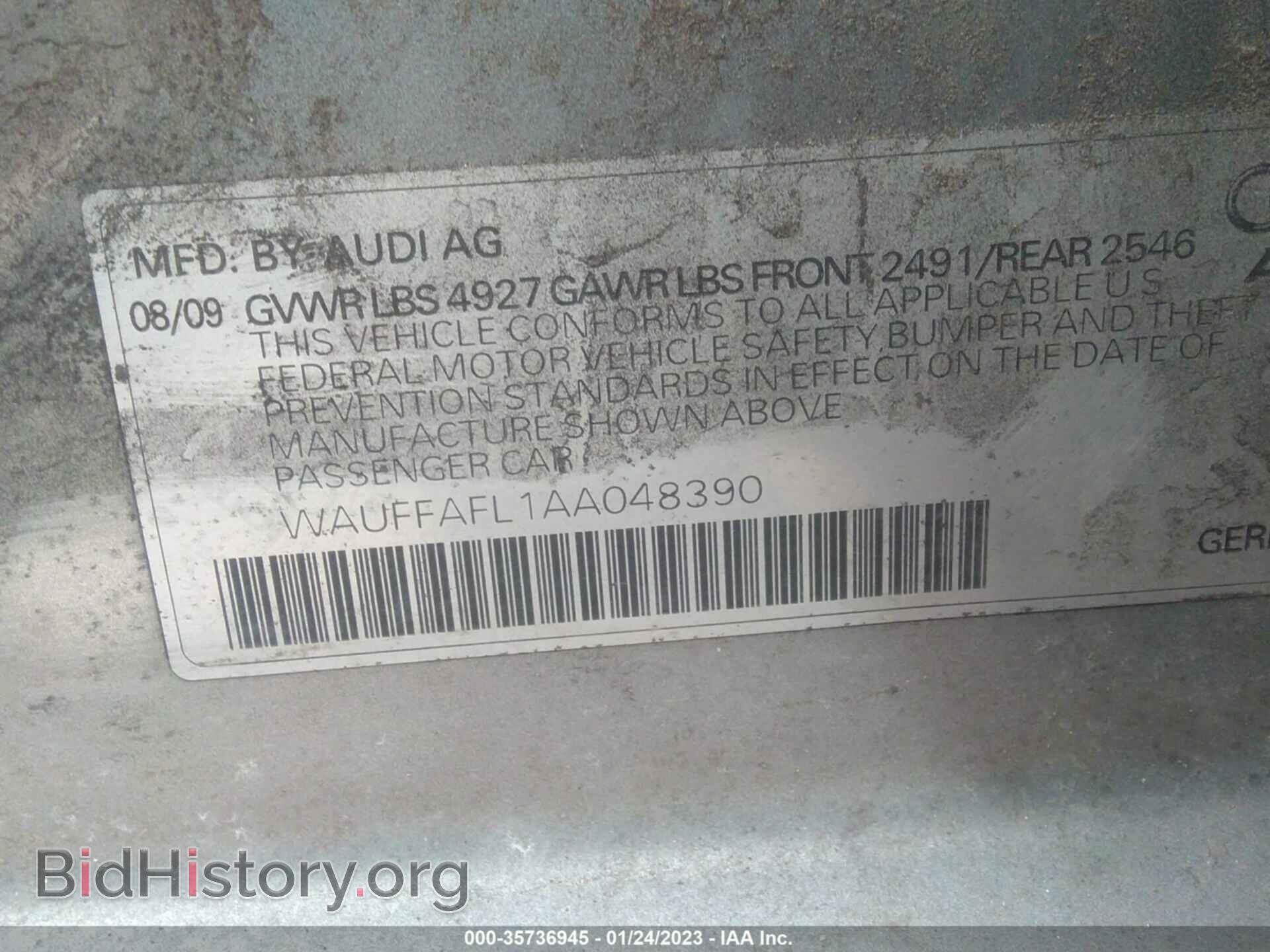 2010 AUDI A4 - VIN: WAUFFAFL1AA048390 - Фото 9