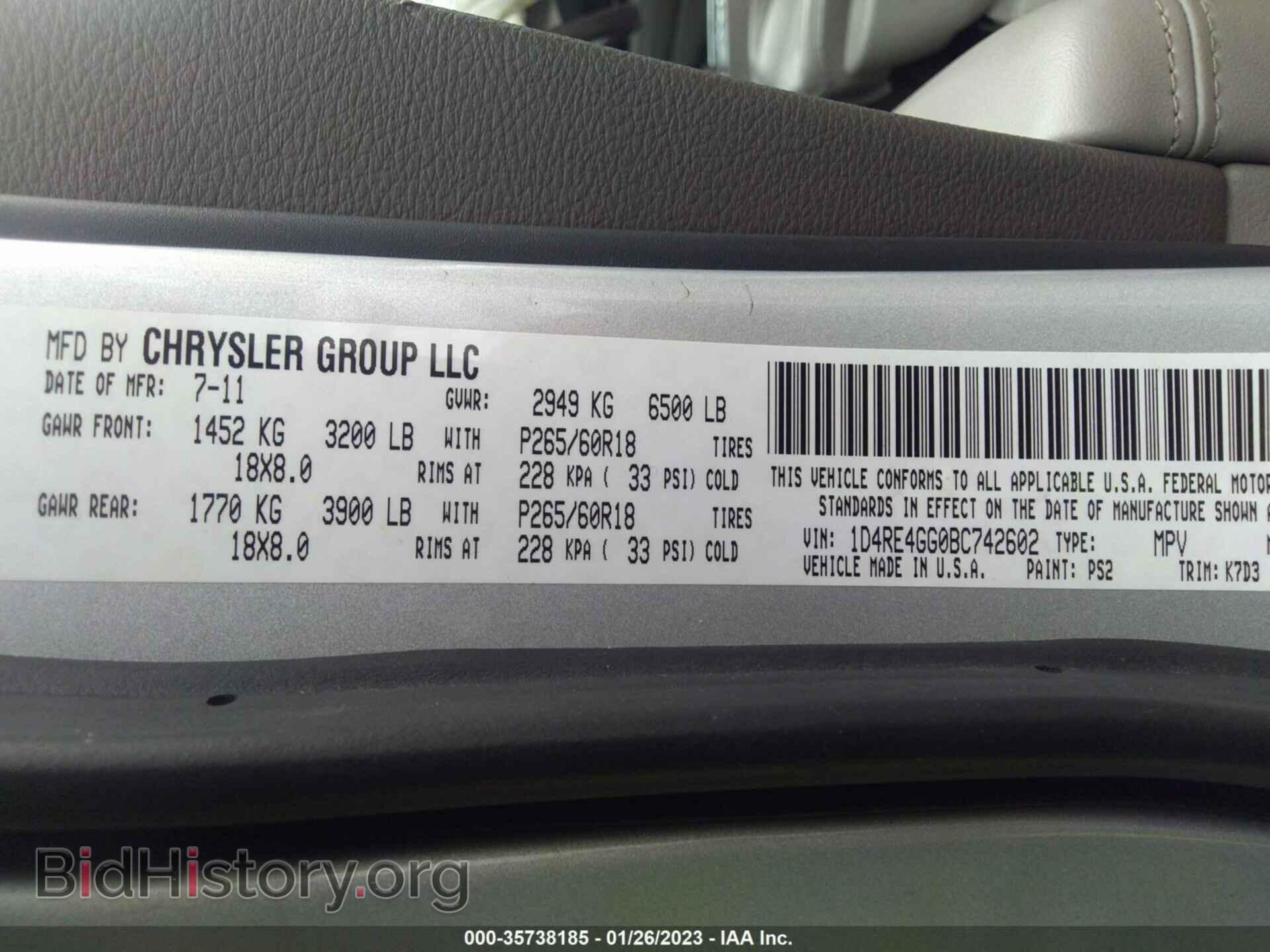 2011 DODGE DURANGO - VIN: 1D4RE4GG0BC742602 - Photo 9