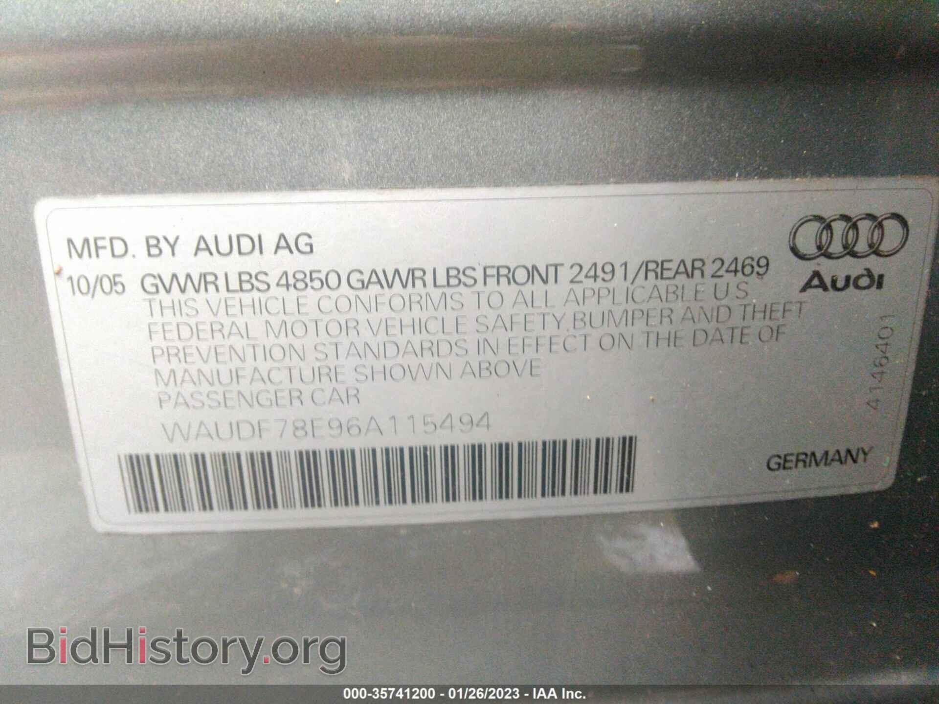 2006 AUDI A4 - VIN: WAUDF78E96A115494 - Фото 9