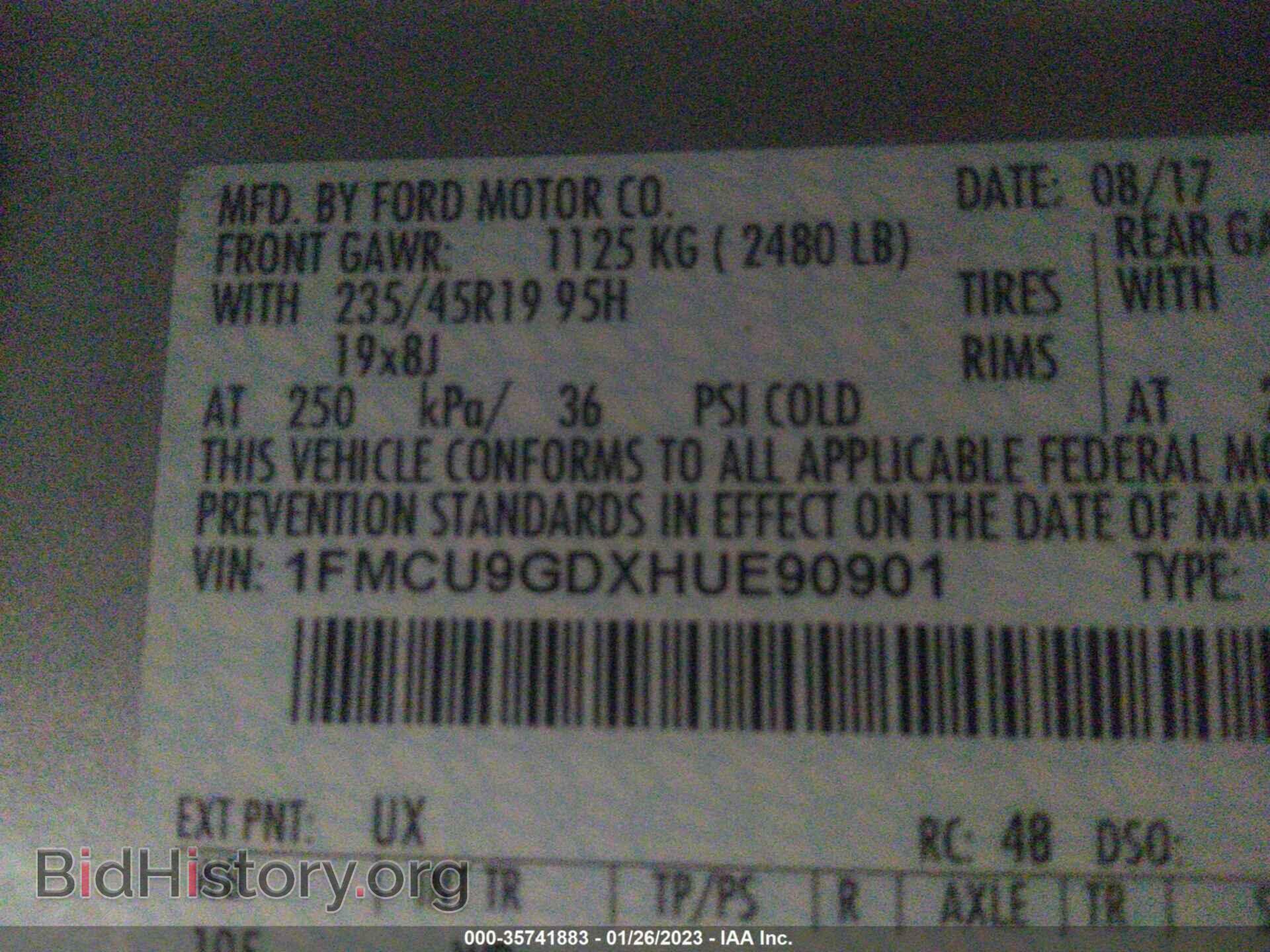2017 FORD ESCAPE - VIN: 1FMCU9GDXHUE90901 - Фото 9