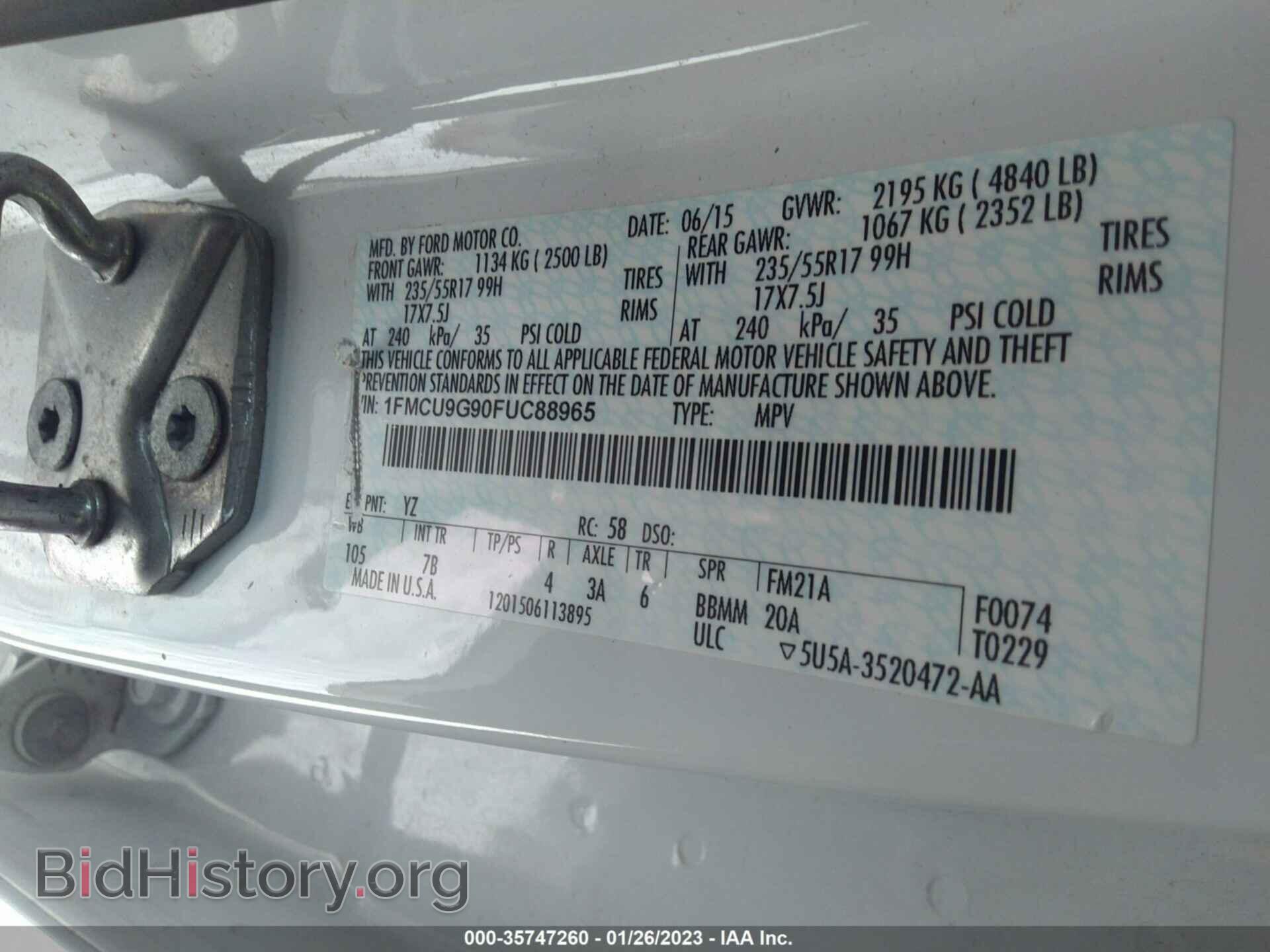 2015 FORD ESCAPE - VIN: 1FMCU9G90FUC88965 - Photo 9