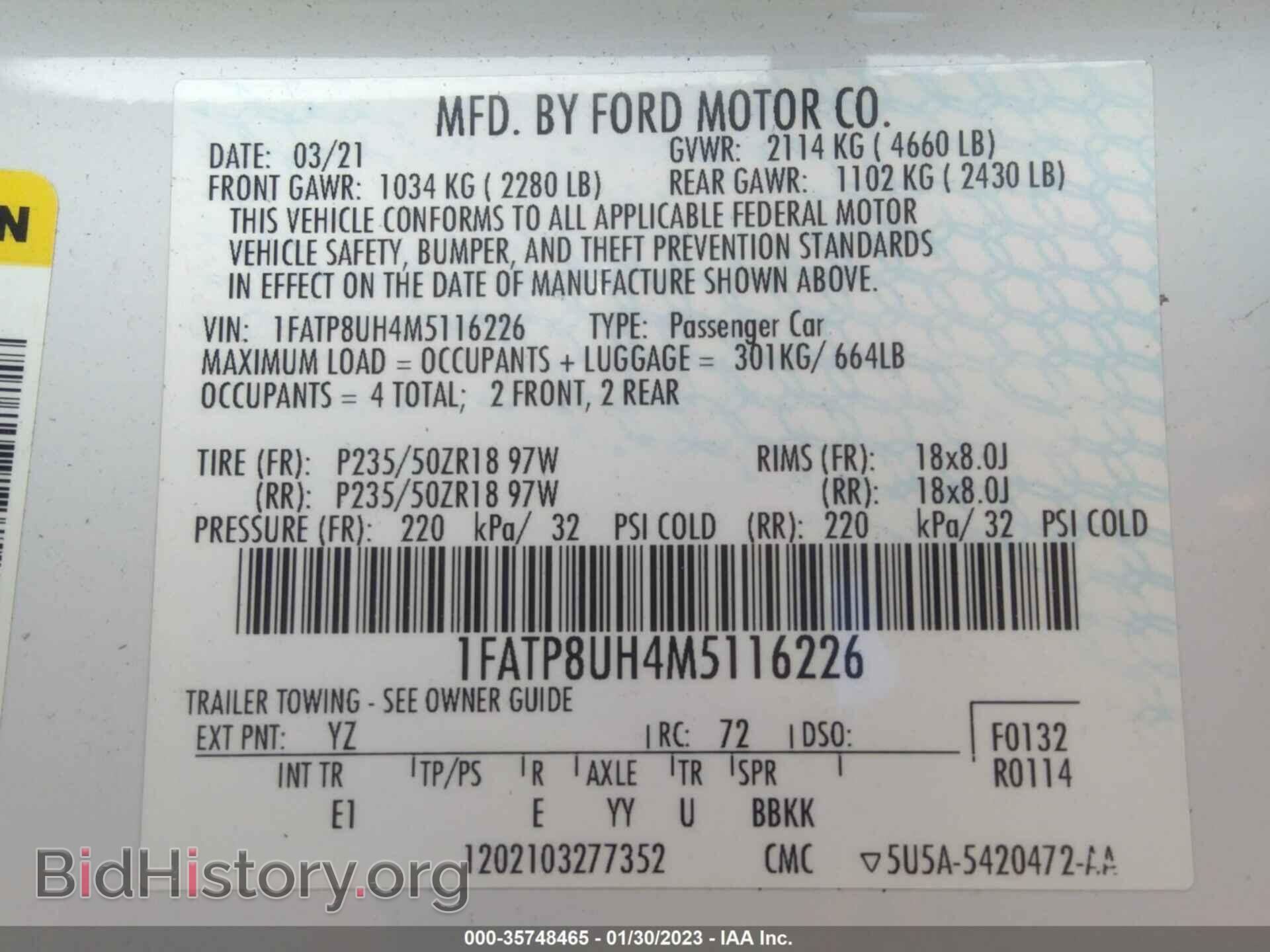 2021 FORD MUSTANG - VIN: 1FATP8UH4M5116226 - Фото 9