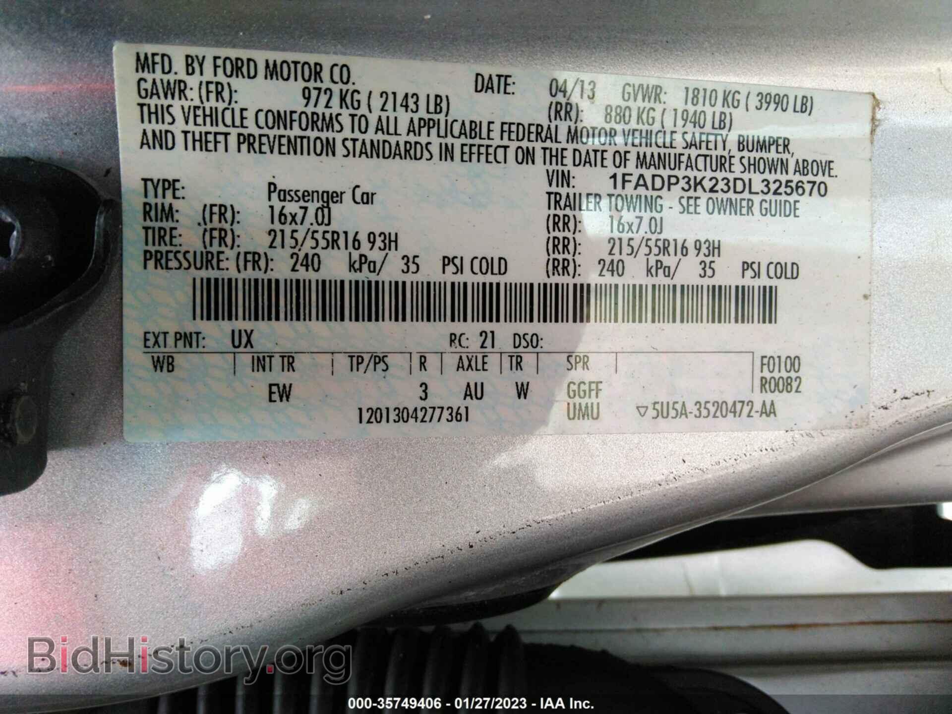 2013 FORD FOCUS - VIN: 1FADP3K23DL325670 - Фото 9