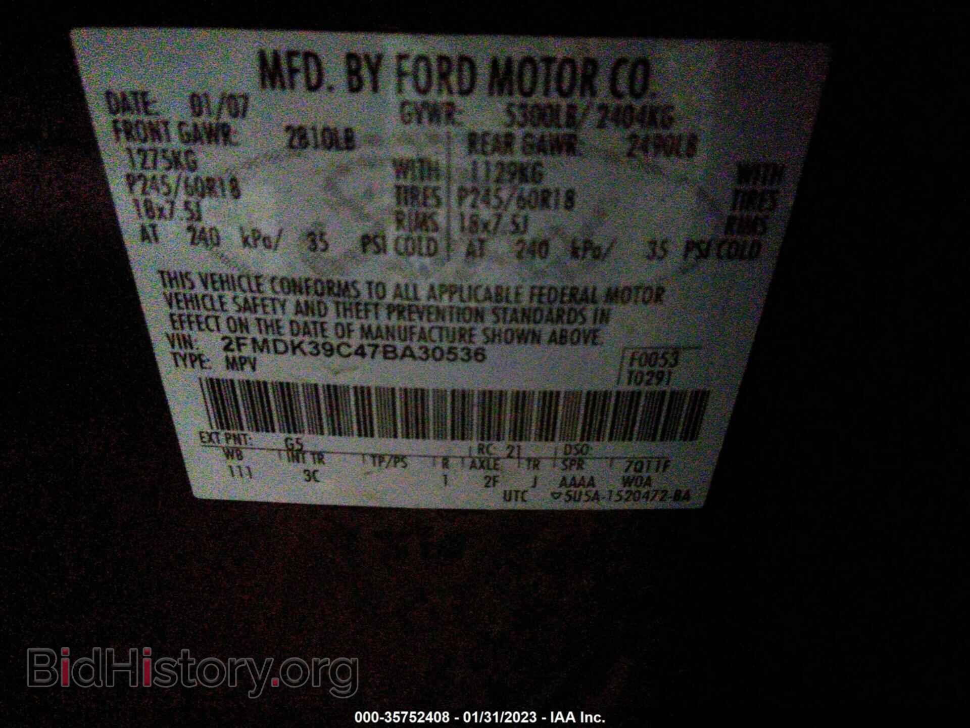 2007 FORD EDGE - VIN: 2FMDK39C47BA30536 - Photo 9