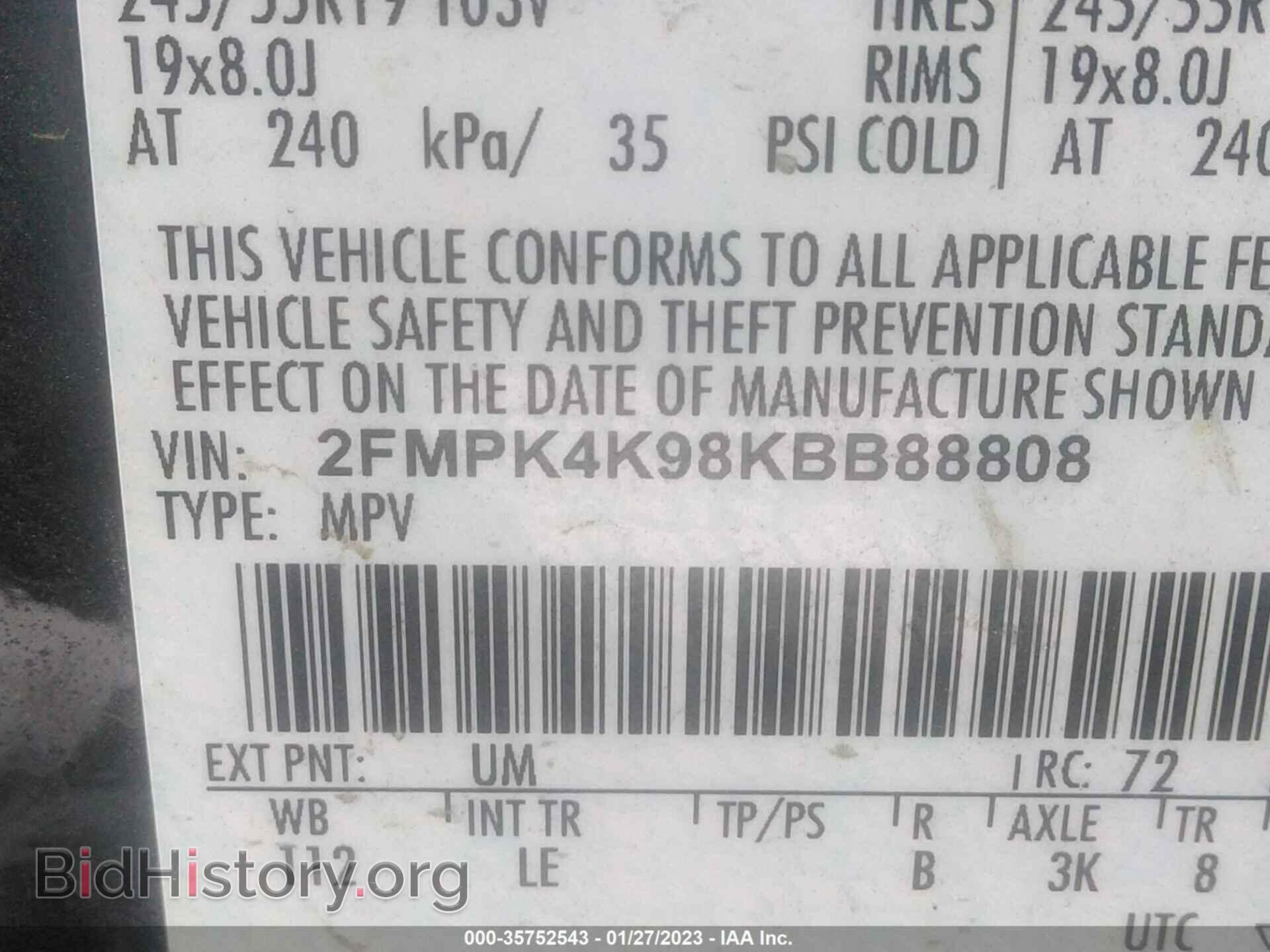 2019 FORD EDGE - VIN: 2FMPK4K98KBB88808 - Фото 9
