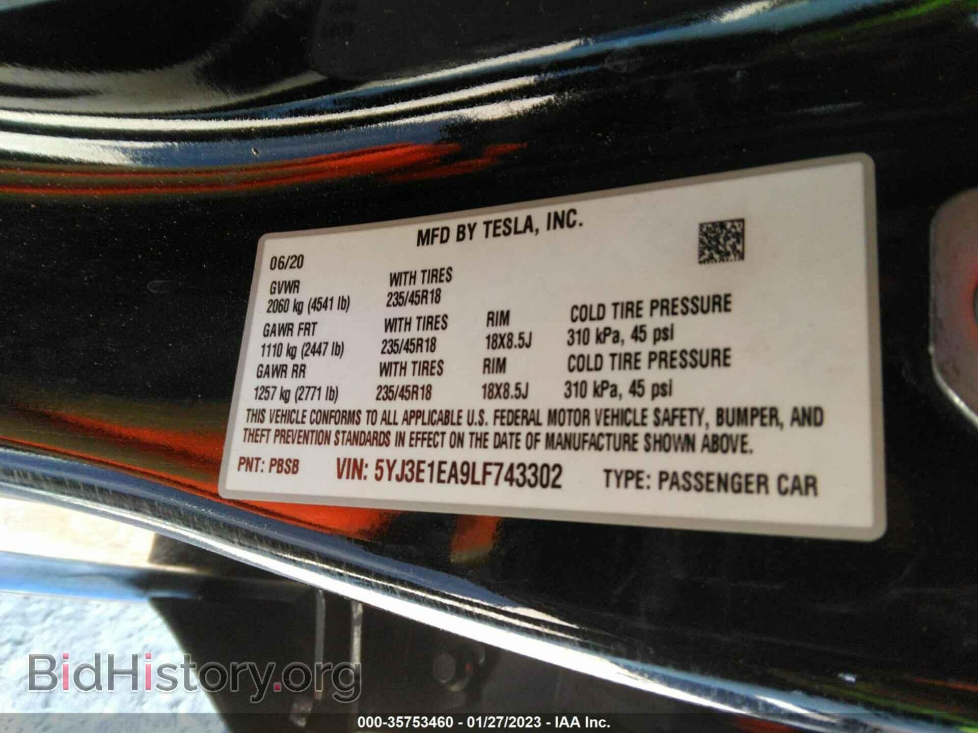 2020 TESLA MODEL 3 - VIN: 5YJ3E1EA9LF743302 - Фото 9