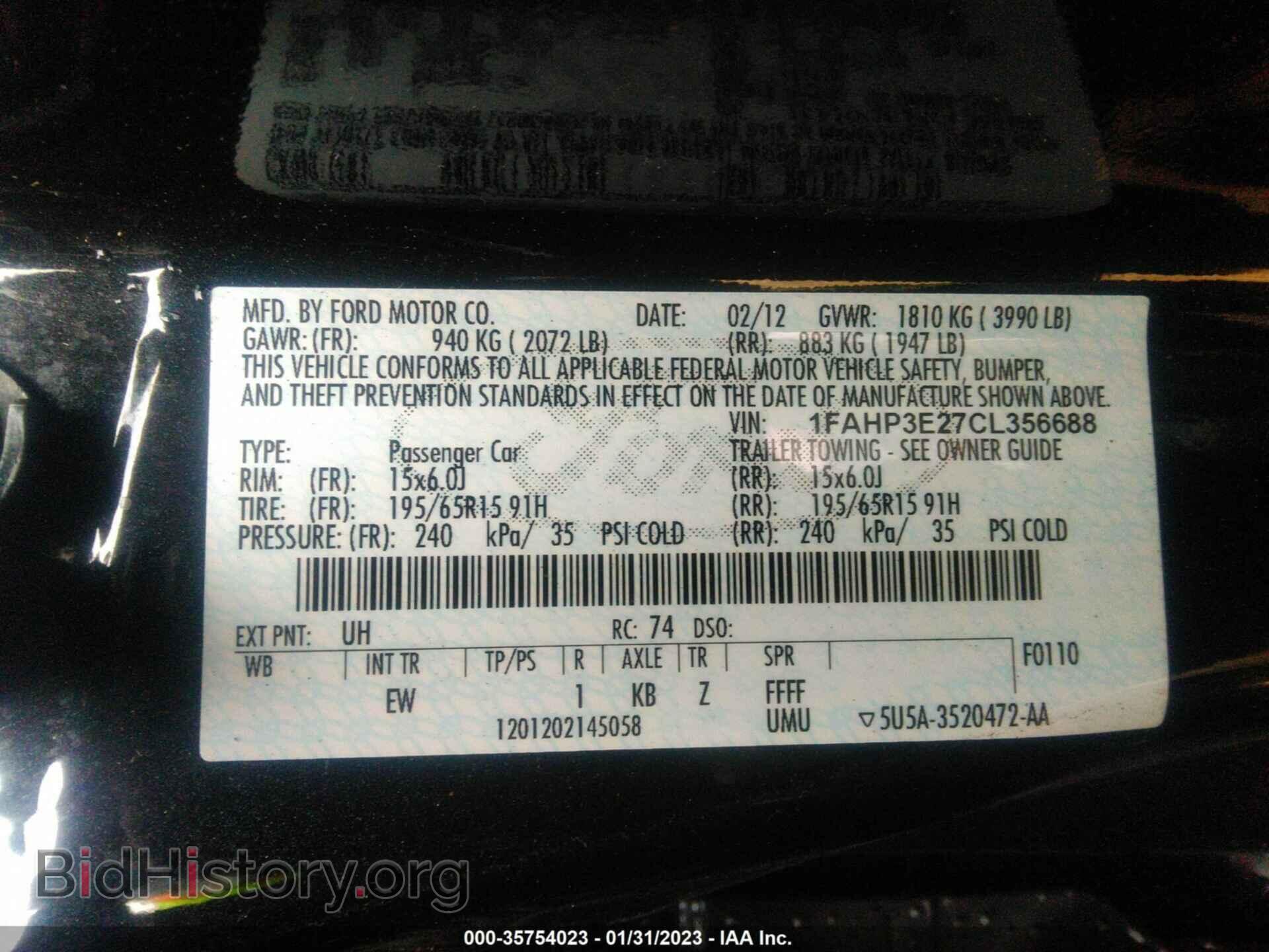 2012 FORD FOCUS - VIN: 1FAHP3E27CL356688 - Фото 9