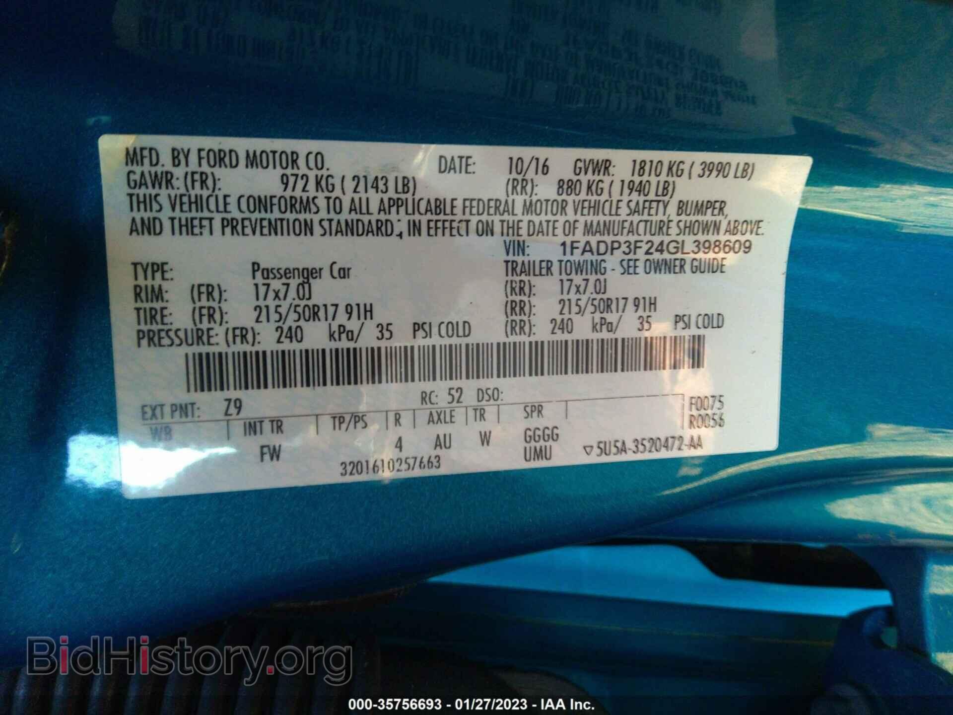 2016 FORD FOCUS - VIN: 1FADP3F24GL398609 - Фото 9