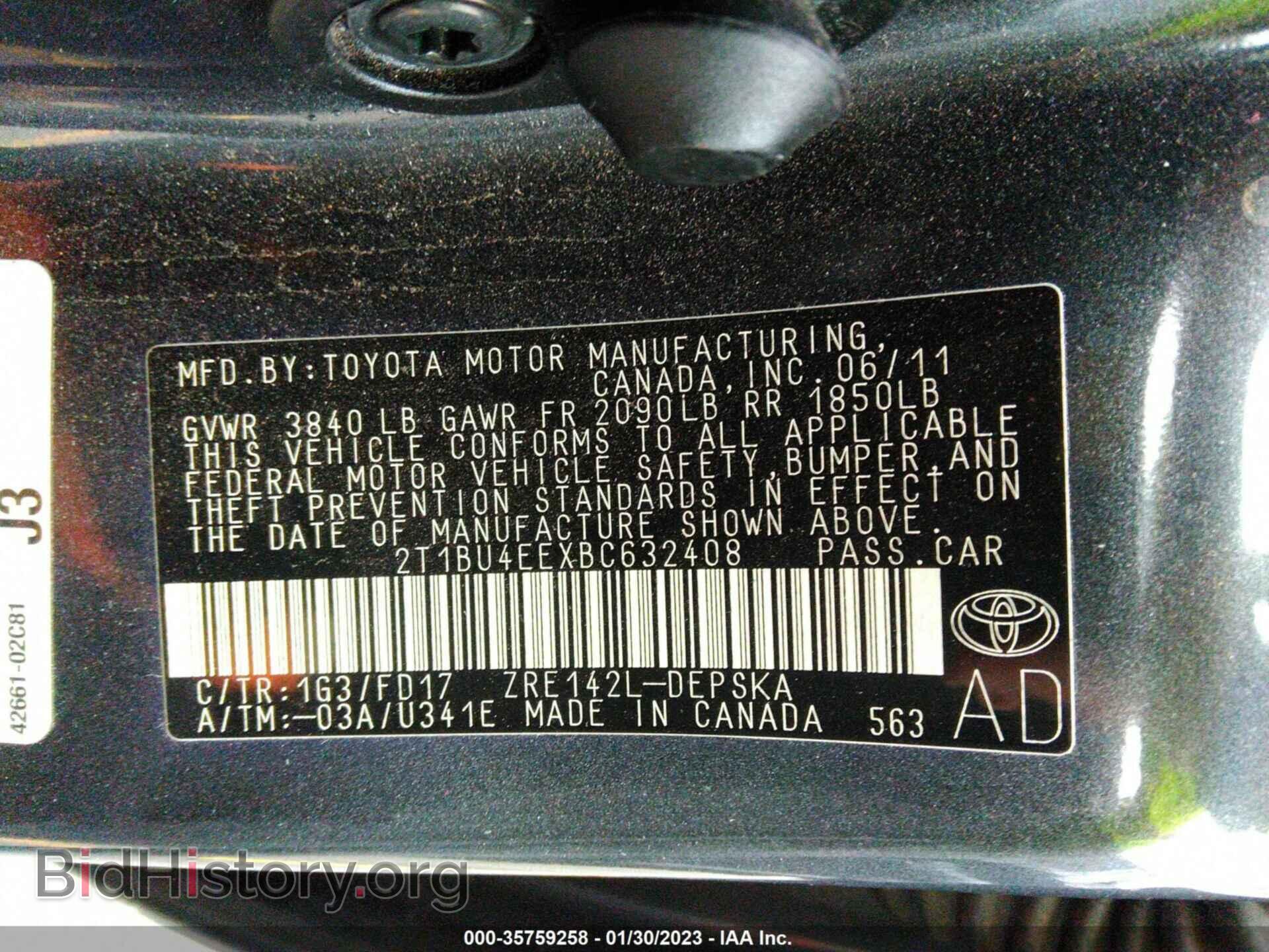 2011 TOYOTA COROLLA - VIN: 2T1BU4EEXBC632408 - Фото 9