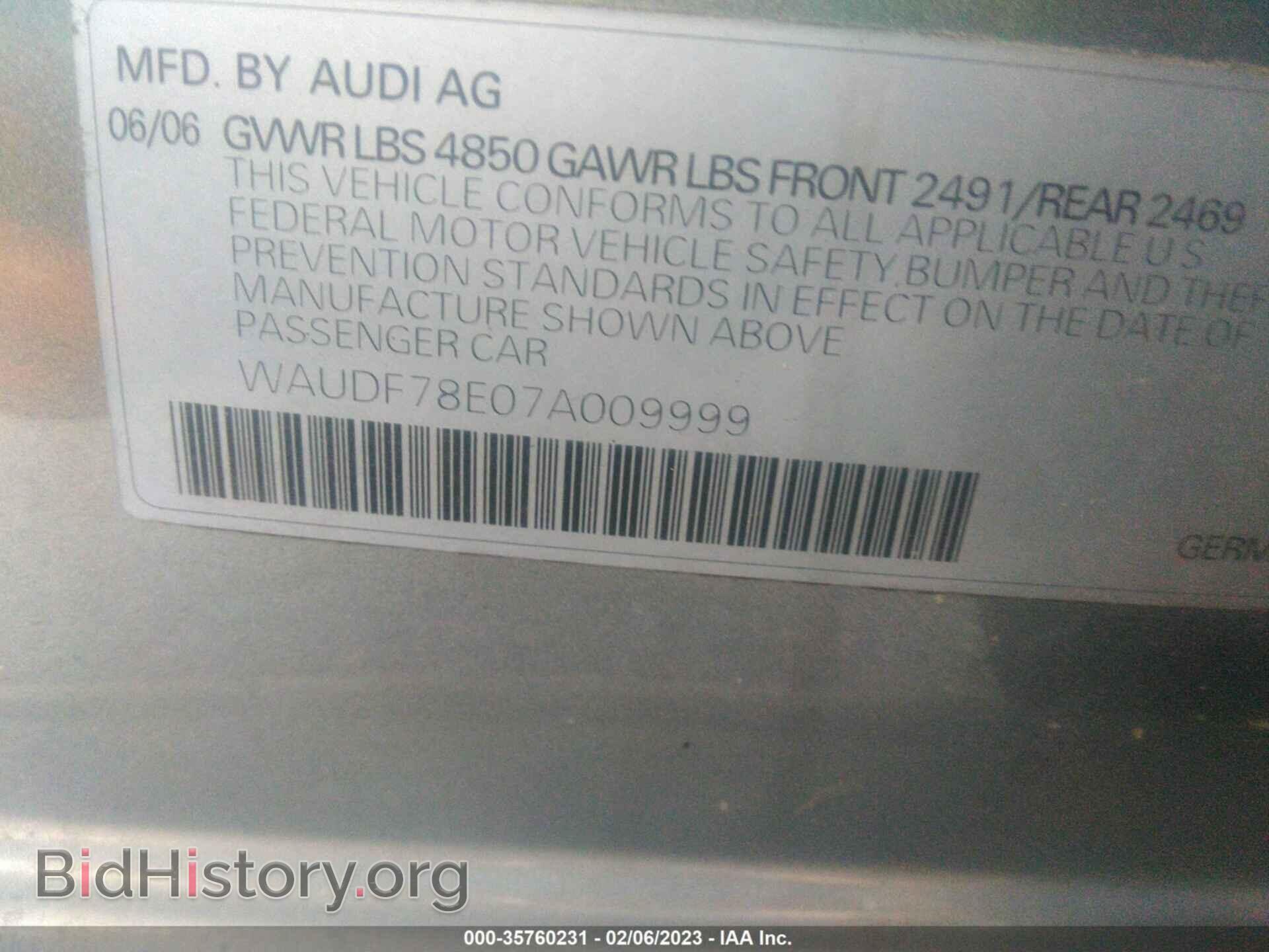 2007 AUDI A4 - VIN: WAUDF78E07A009999 - Фото 9