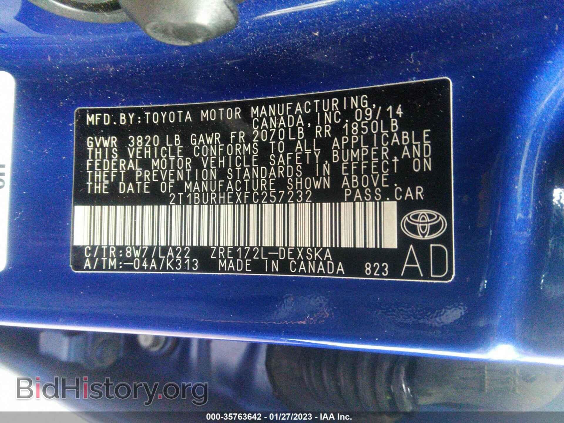 2015 TOYOTA COROLLA - VIN: 2T1BURHEXFC257232 - Photo 9