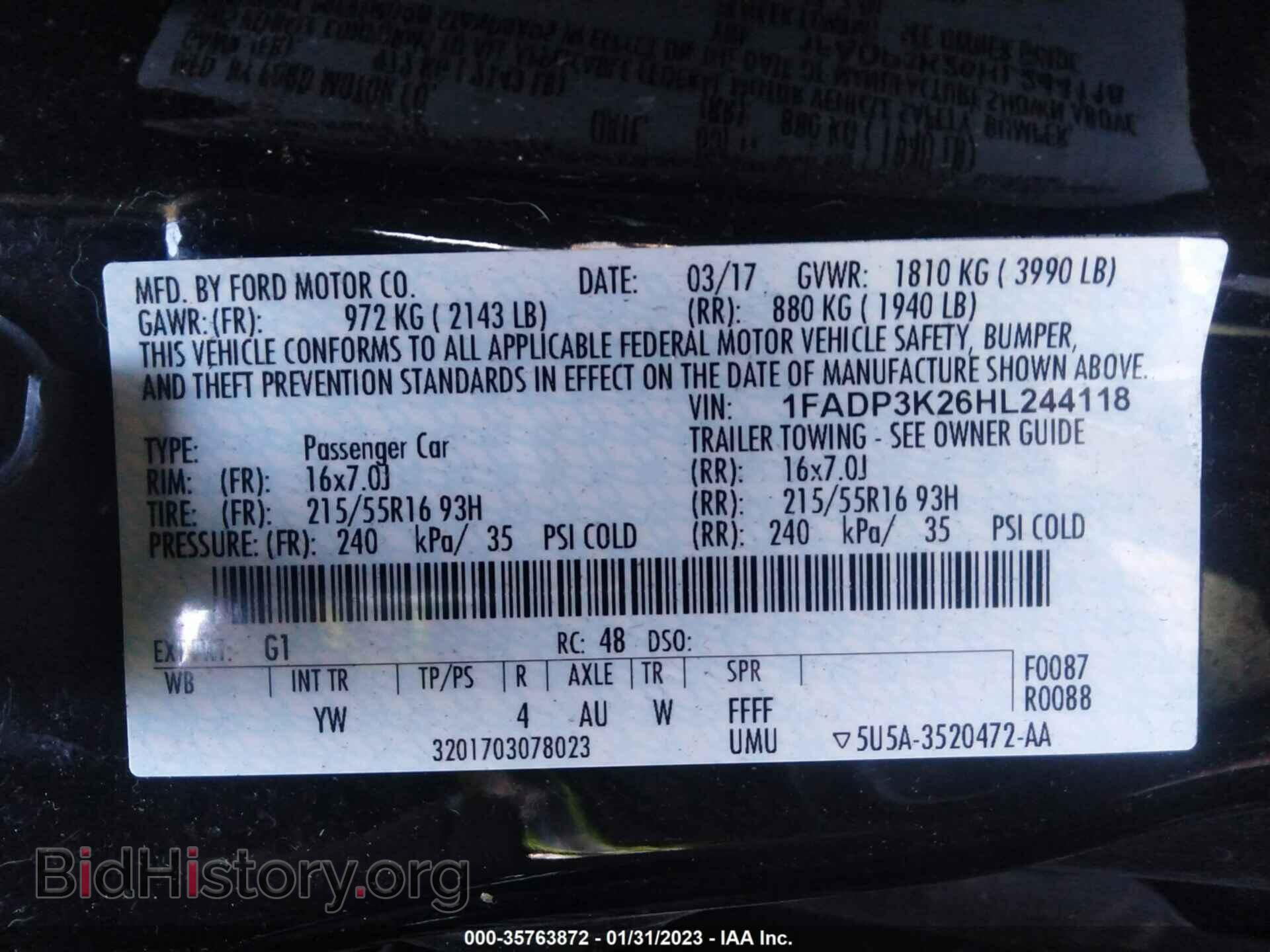 2017 FORD FOCUS - VIN: 1FADP3K26HL244118 - Фото 9