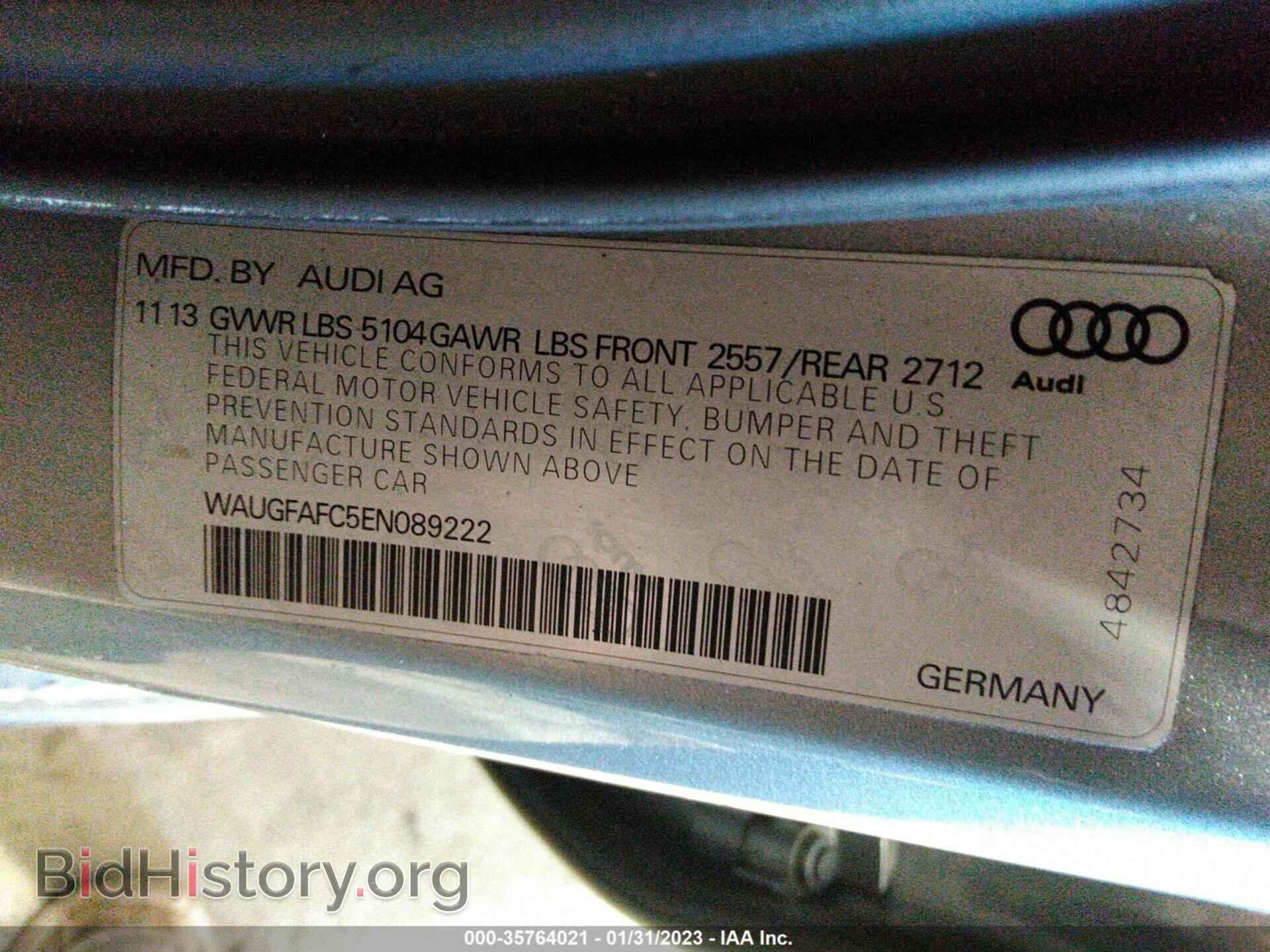 2014 AUDI A6 - VIN: WAUGFAFC5EN089222 - Фото 9