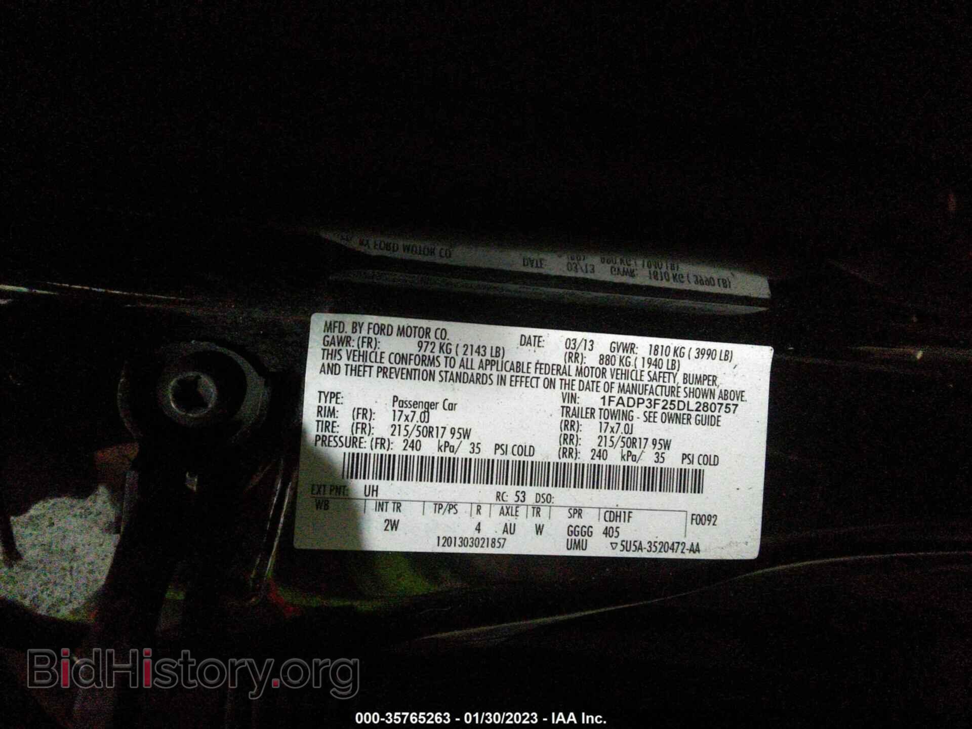 2013 FORD FOCUS - VIN: 1FADP3F25DL280757 - Фото 9
