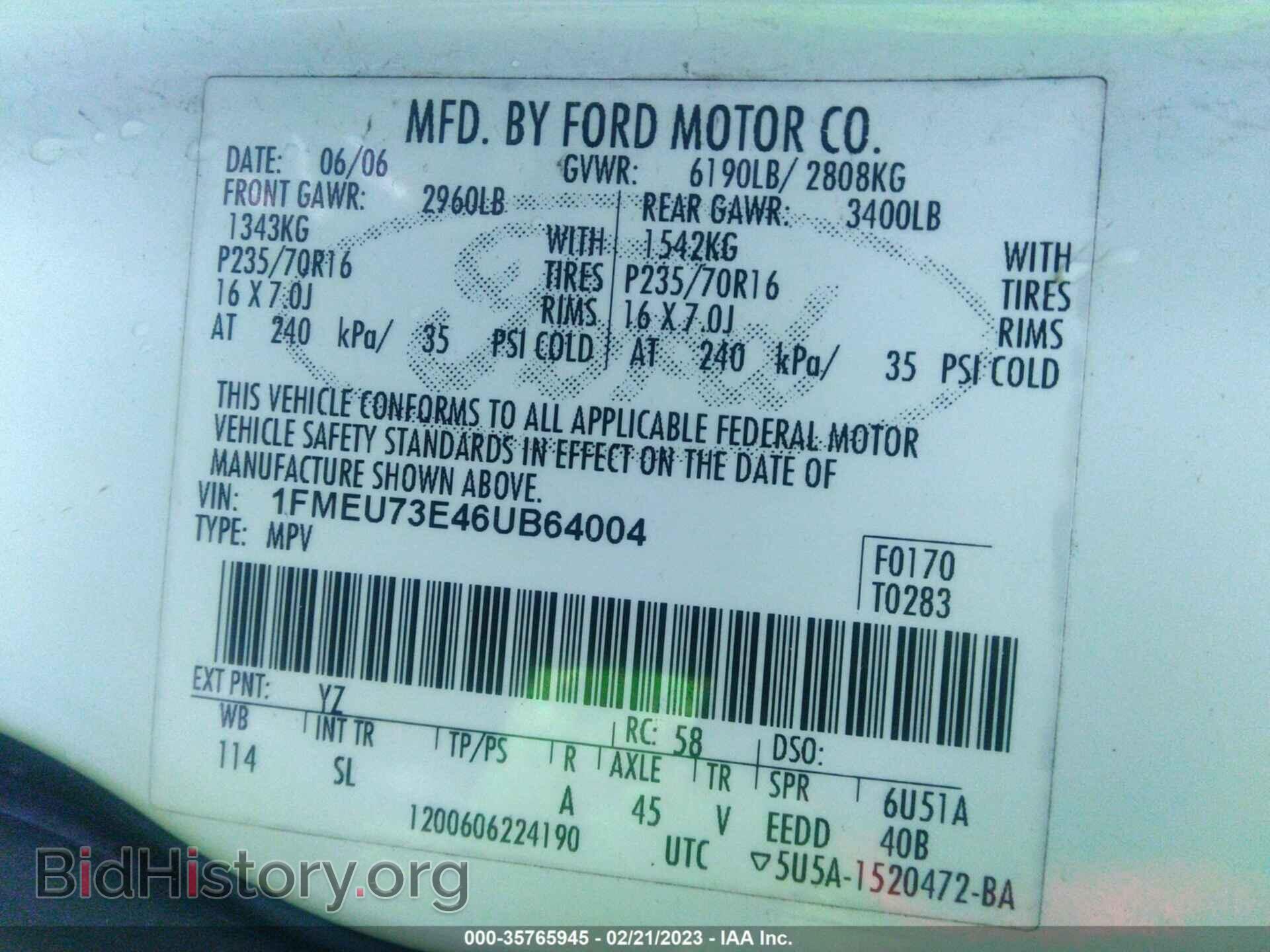 2006 FORD EXPLORER - VIN: 1FMEU73E46UB64004 - Фото 9