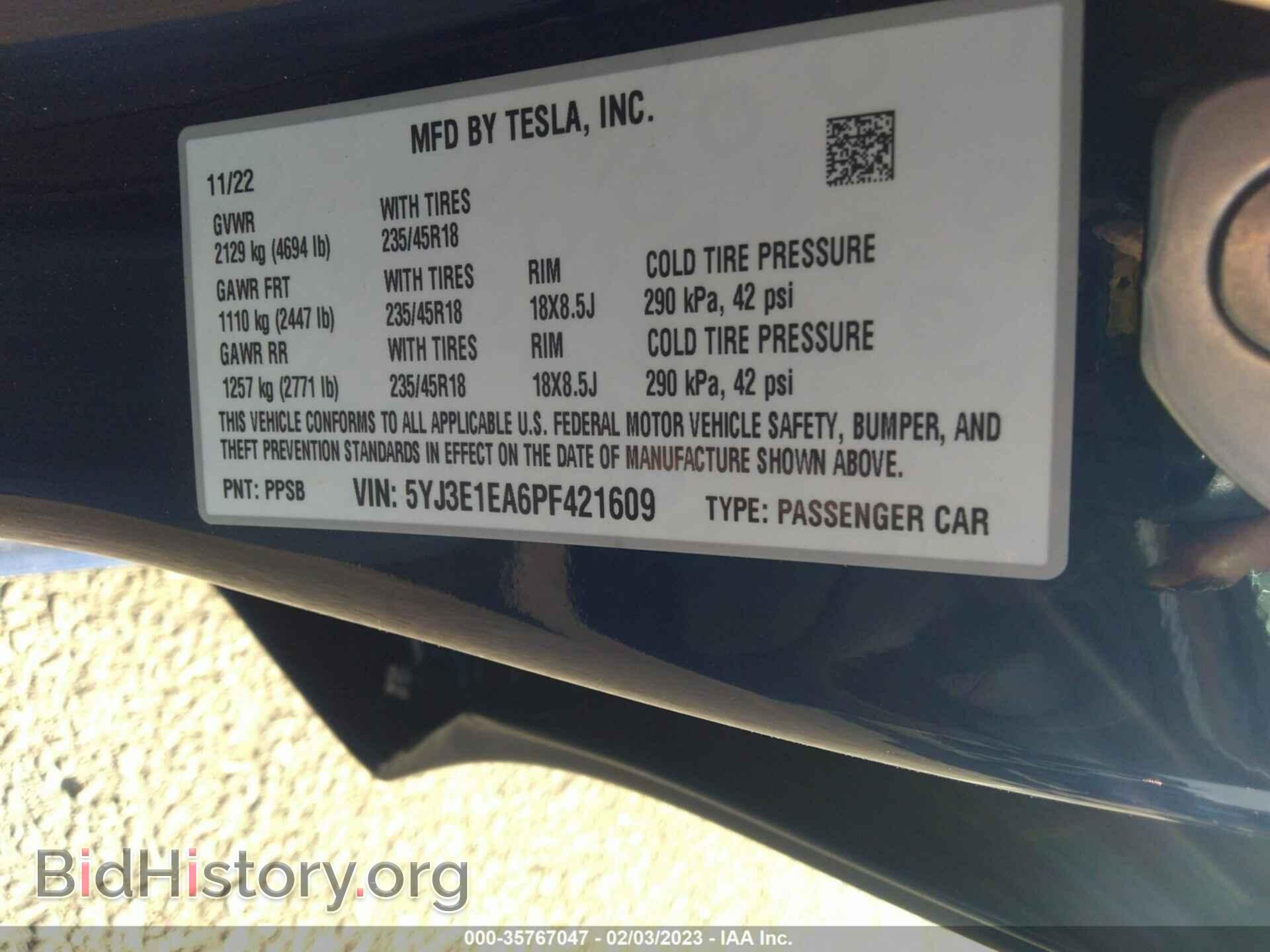 2023 TESLA MODEL 3 - VIN: 5YJ3E1EA6PF421609 - Photo 9