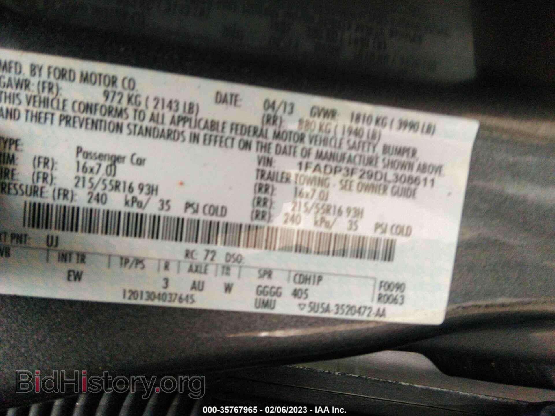 2013 FORD FOCUS - VIN: 1FADP3F29DL308611 - Фото 9