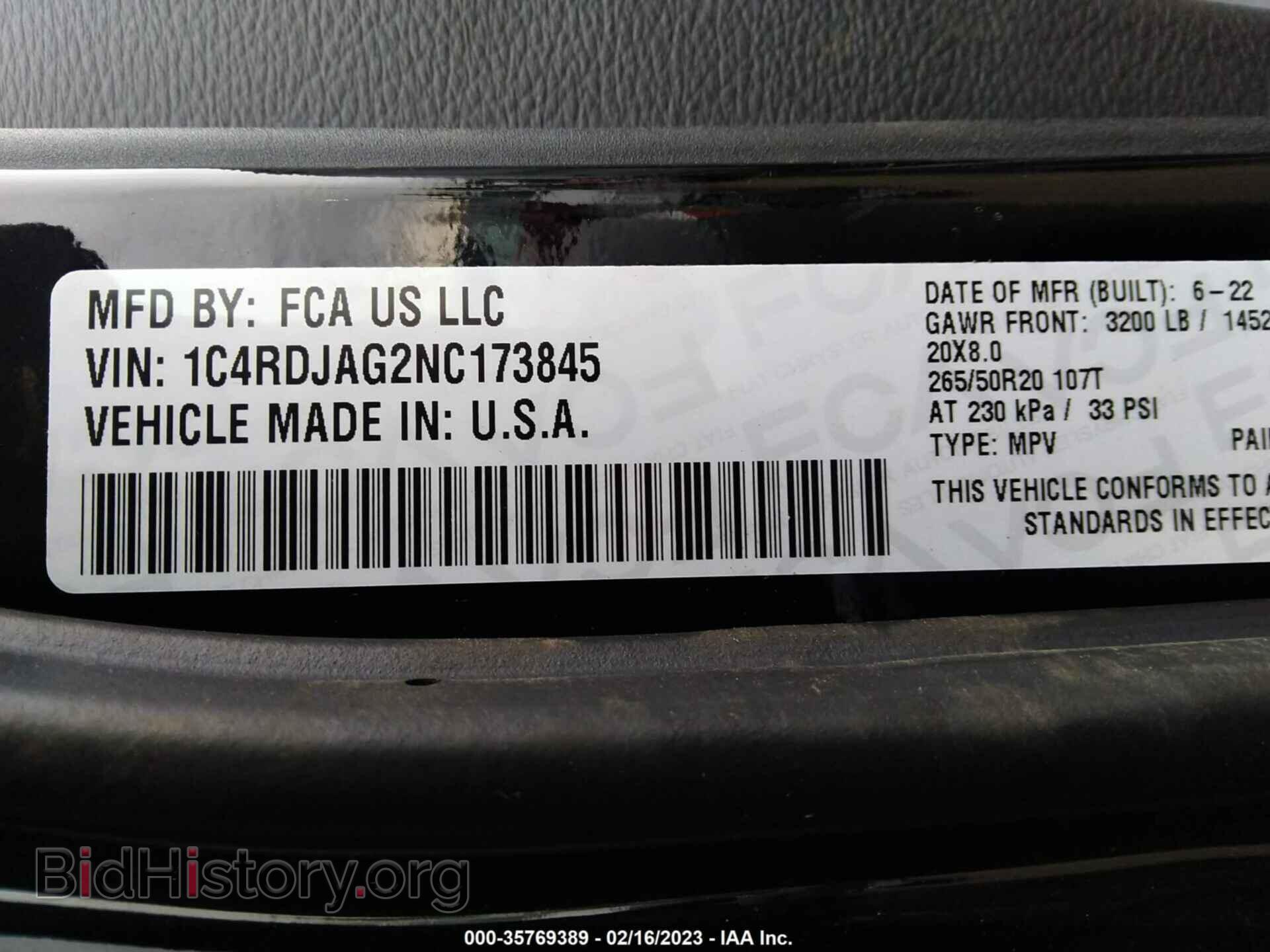 2022 DODGE DURANGO - VIN: 1C4RDJAG2NC173845 - Фото 9
