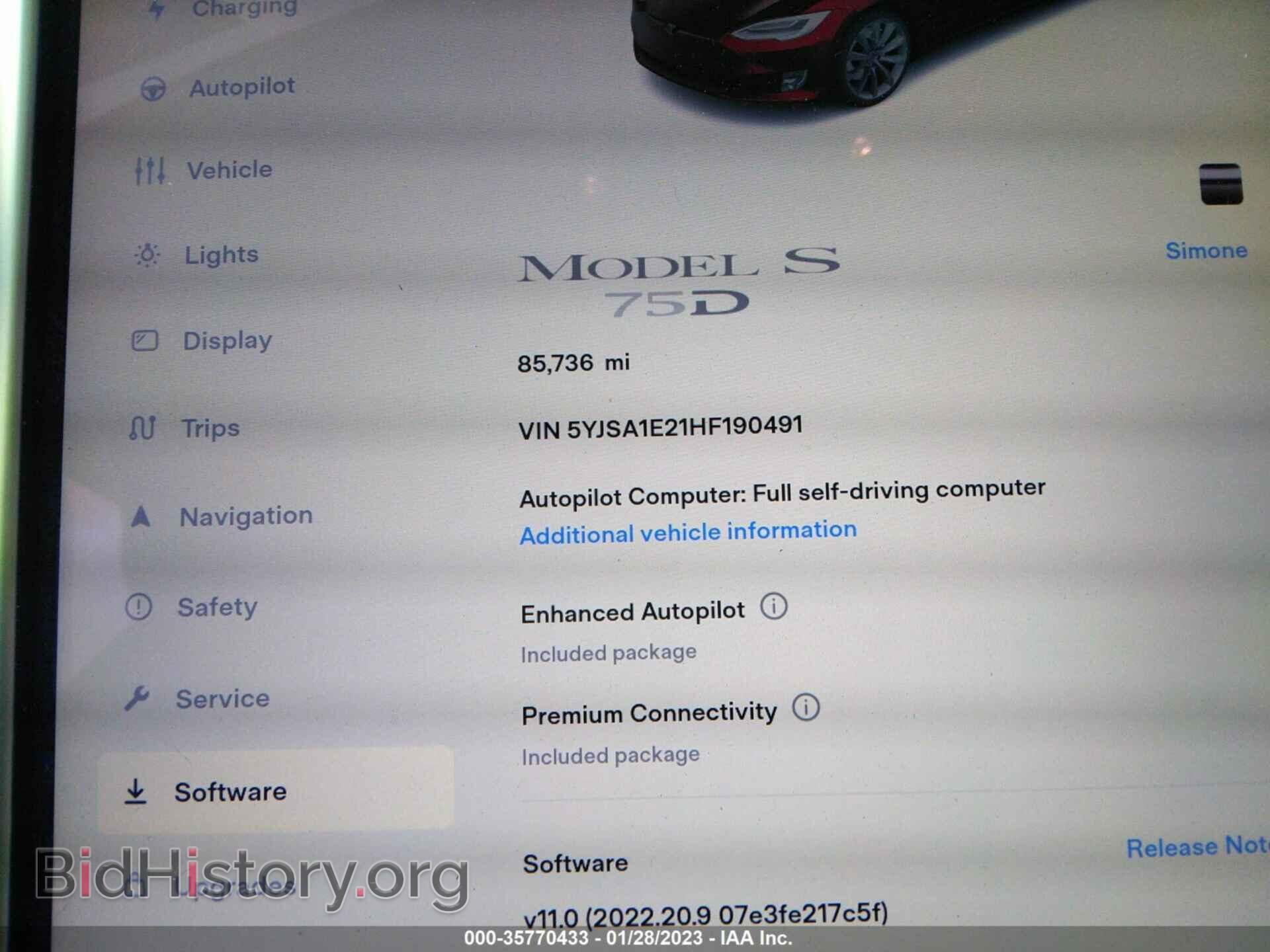 2017 TESLA MODEL S - VIN: 5YJSA1E21HF190491 - Photo 7