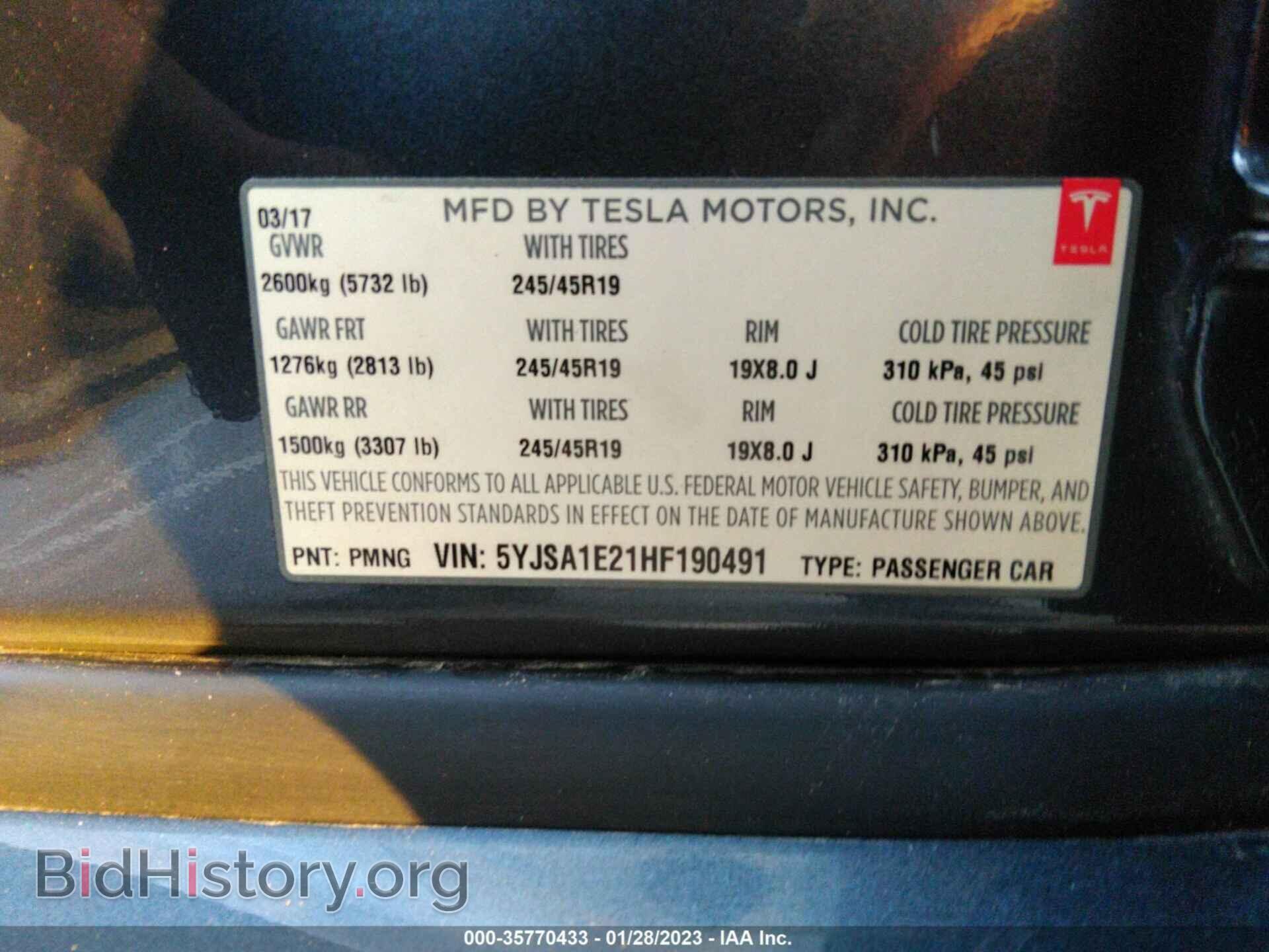 2017 TESLA MODEL S - VIN: 5YJSA1E21HF190491 - Photo 9